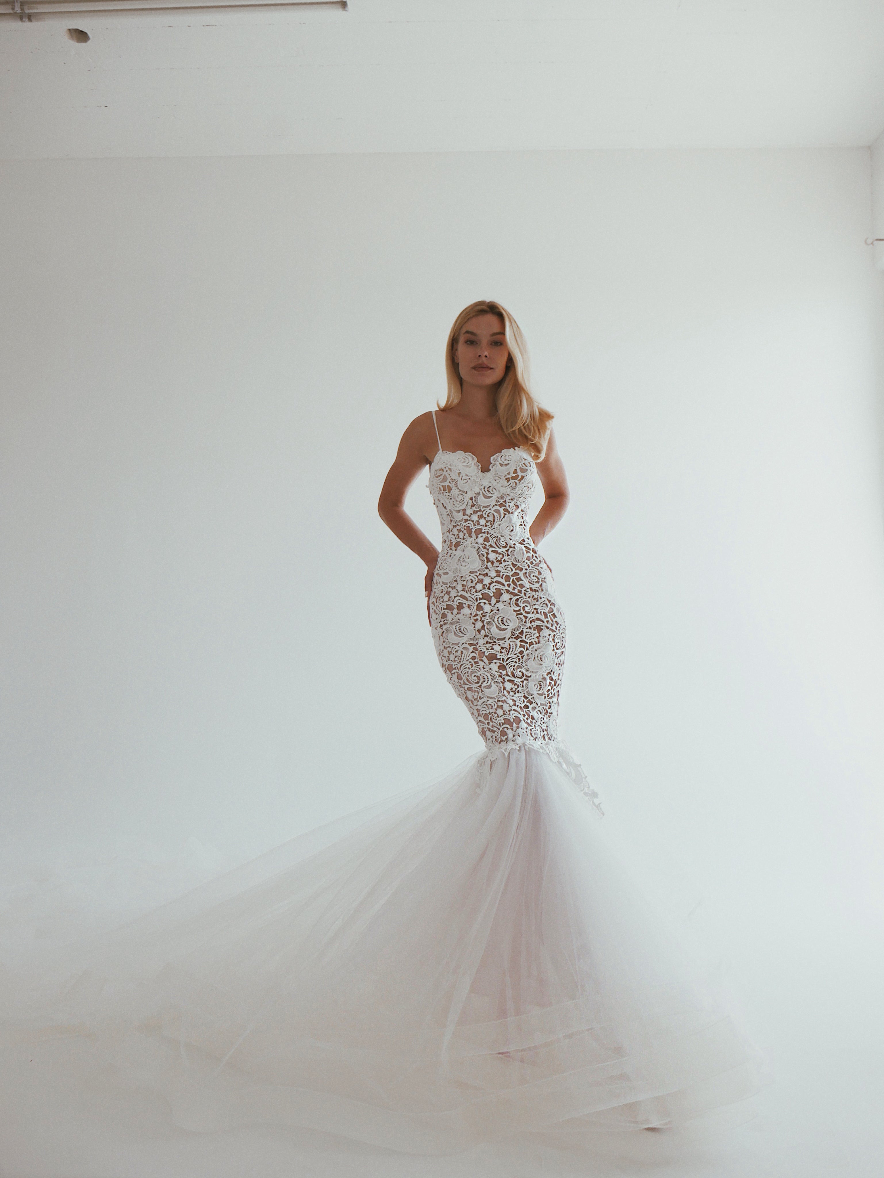 Lauren Elaine bohemian corset mermaid wedding dresses in Los Angeles