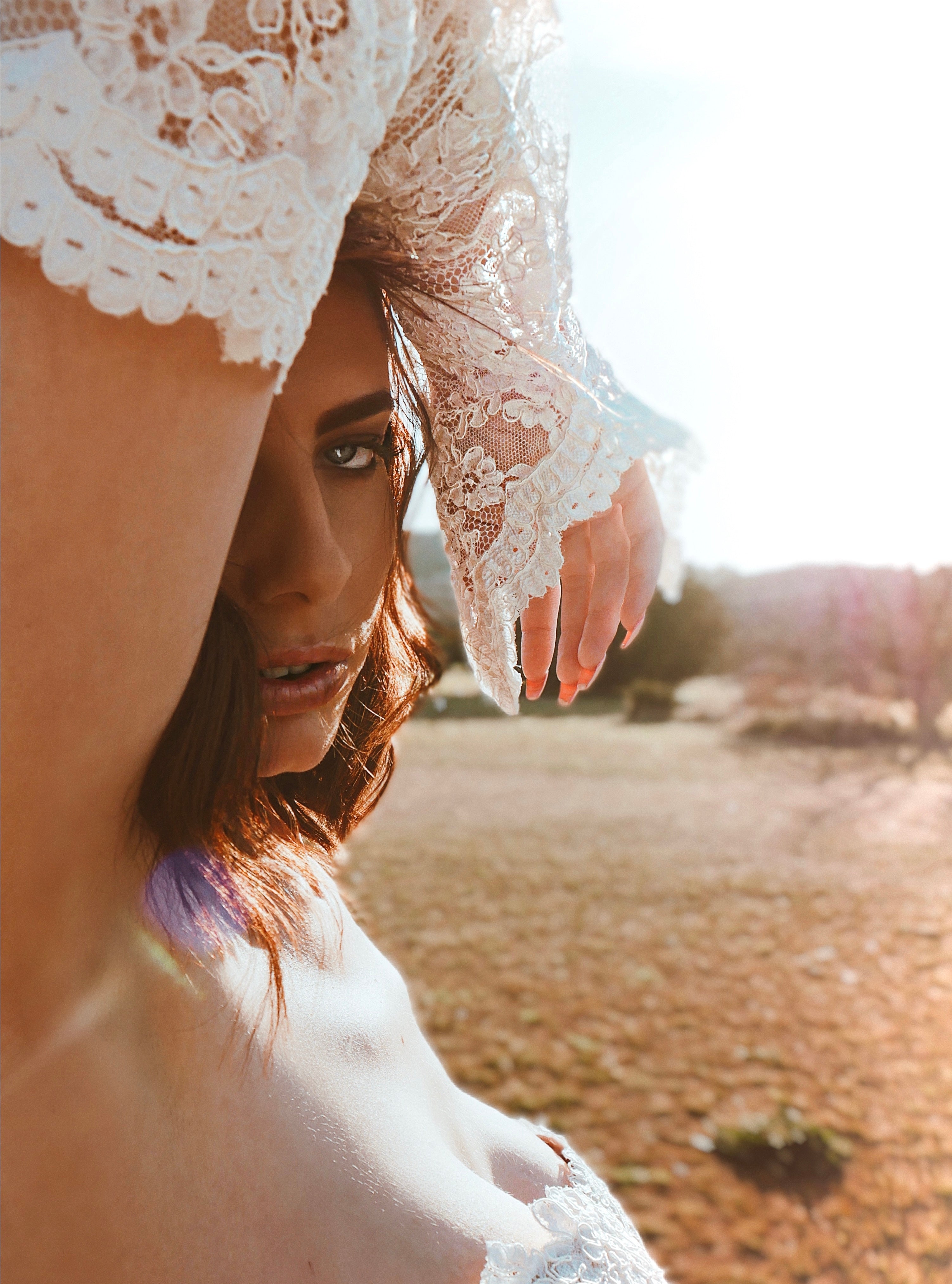 Fine lace detail of detachable glove bridal sleeves handmade in Los Angeles