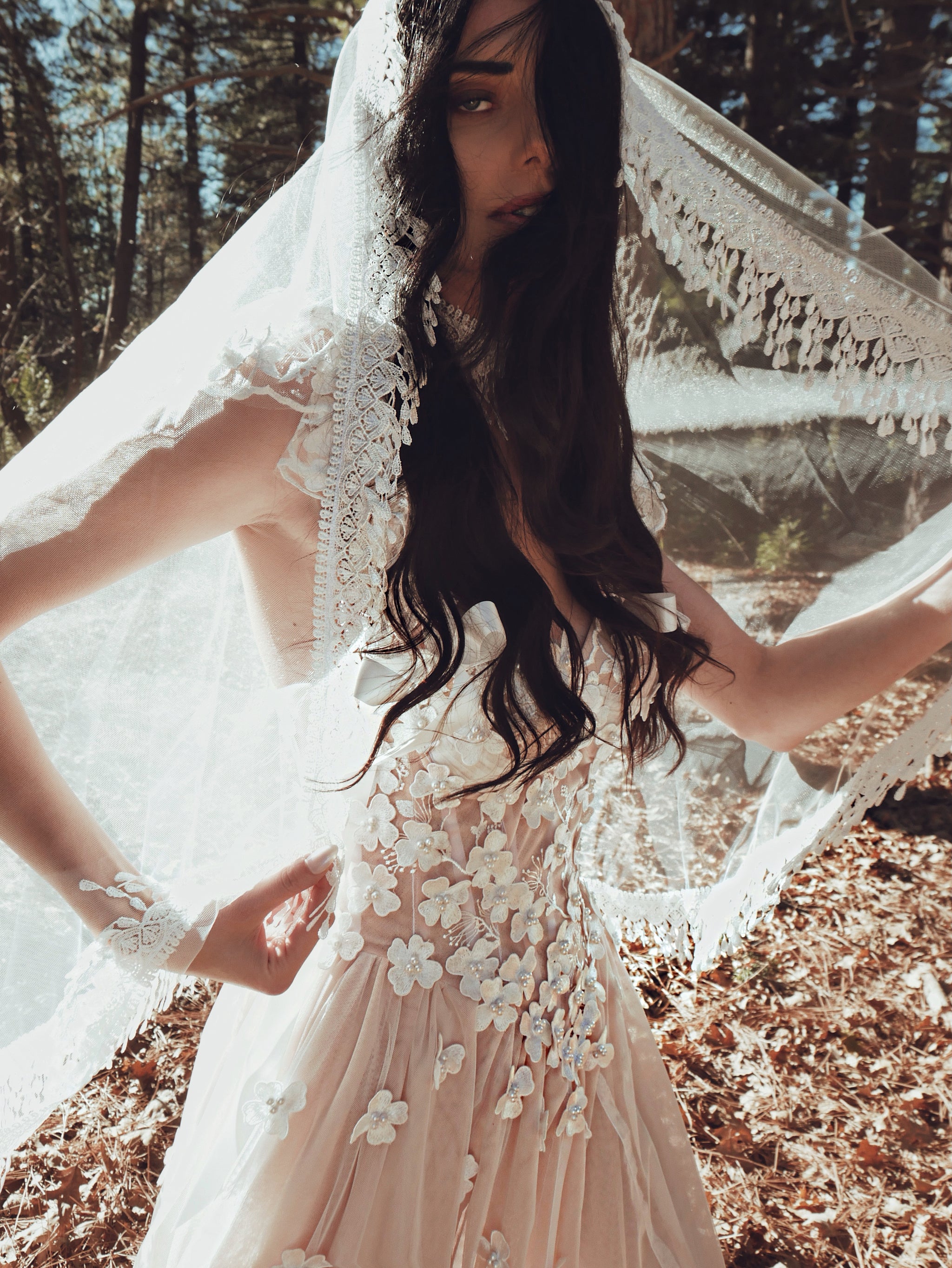 Gypsy Boho Crochet Fringe Wedding Veil