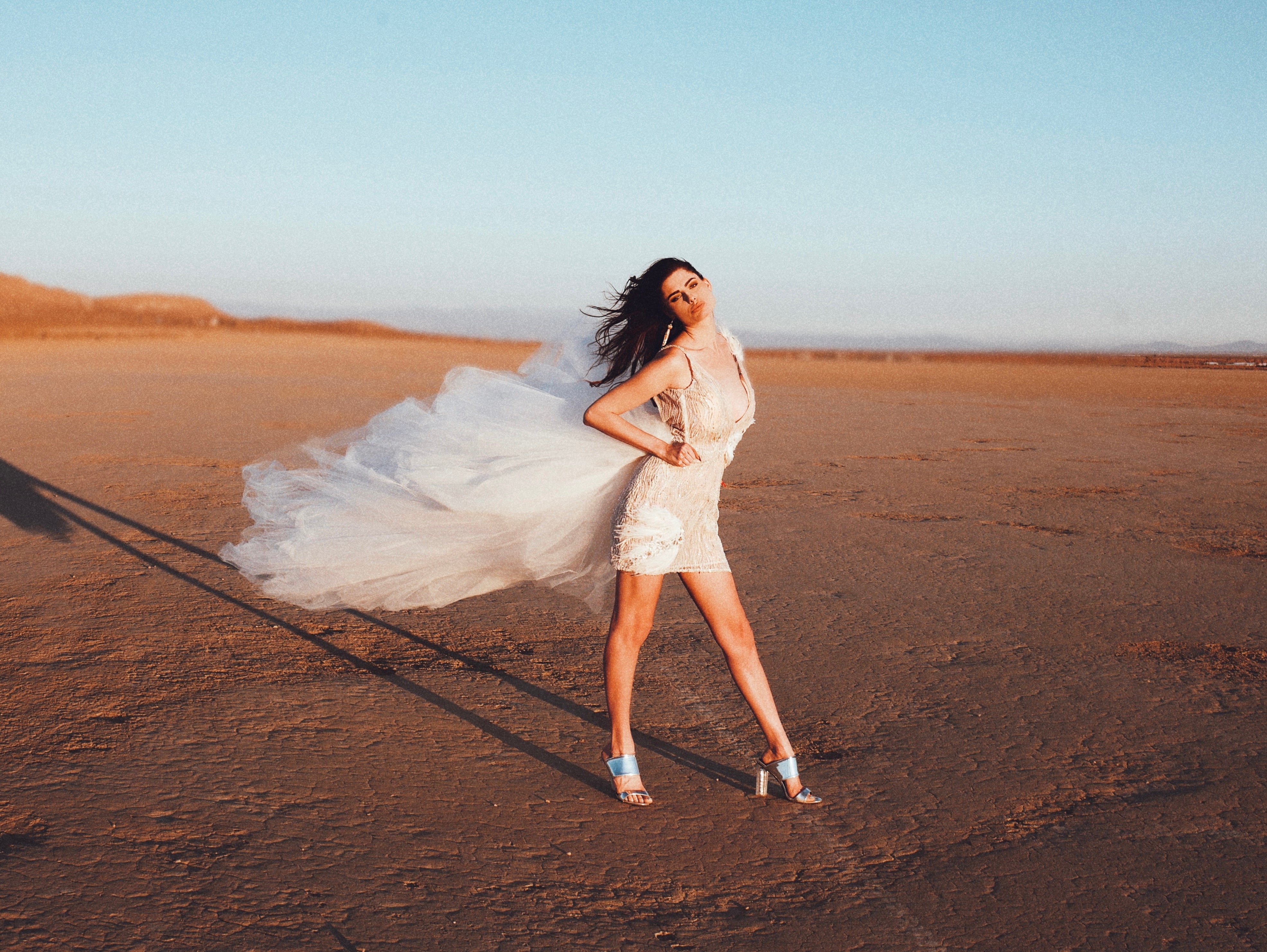 Detachable 3/4 Feathered Tulle Overskirt with Train