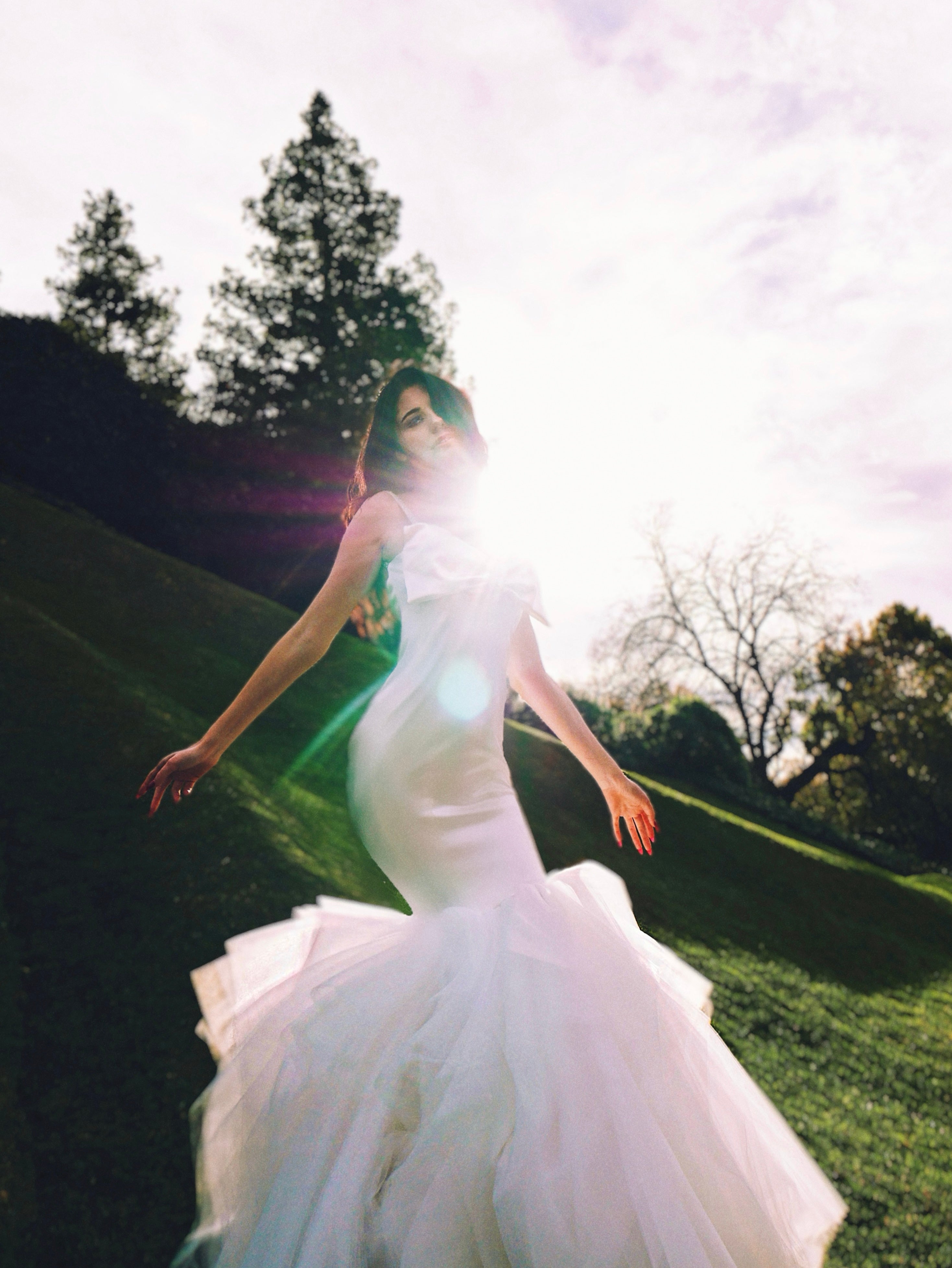 Lauren Elaine "Cadeau" Mermaid Satin Bustier Corset Bow Wedding Gown