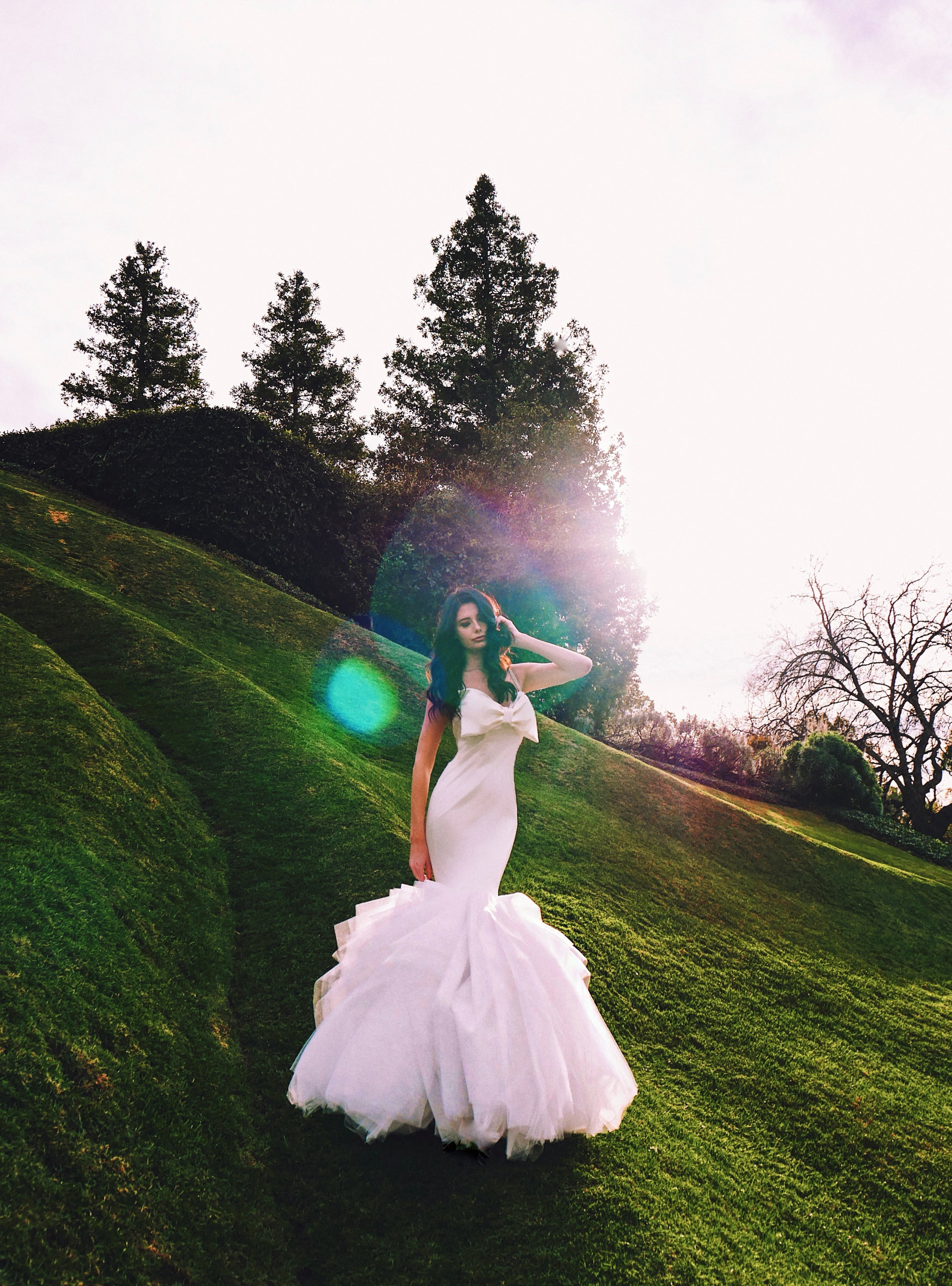 Lauren Elaine Mermaid Satin Bustier Corset Bow Wedding Gown