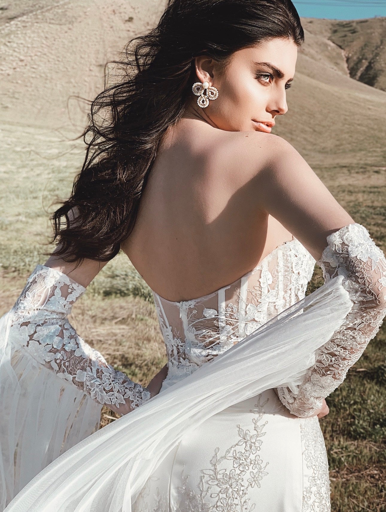 Capulet Lace Tulle Cape Sleeves by Lauren Elaine Bridal