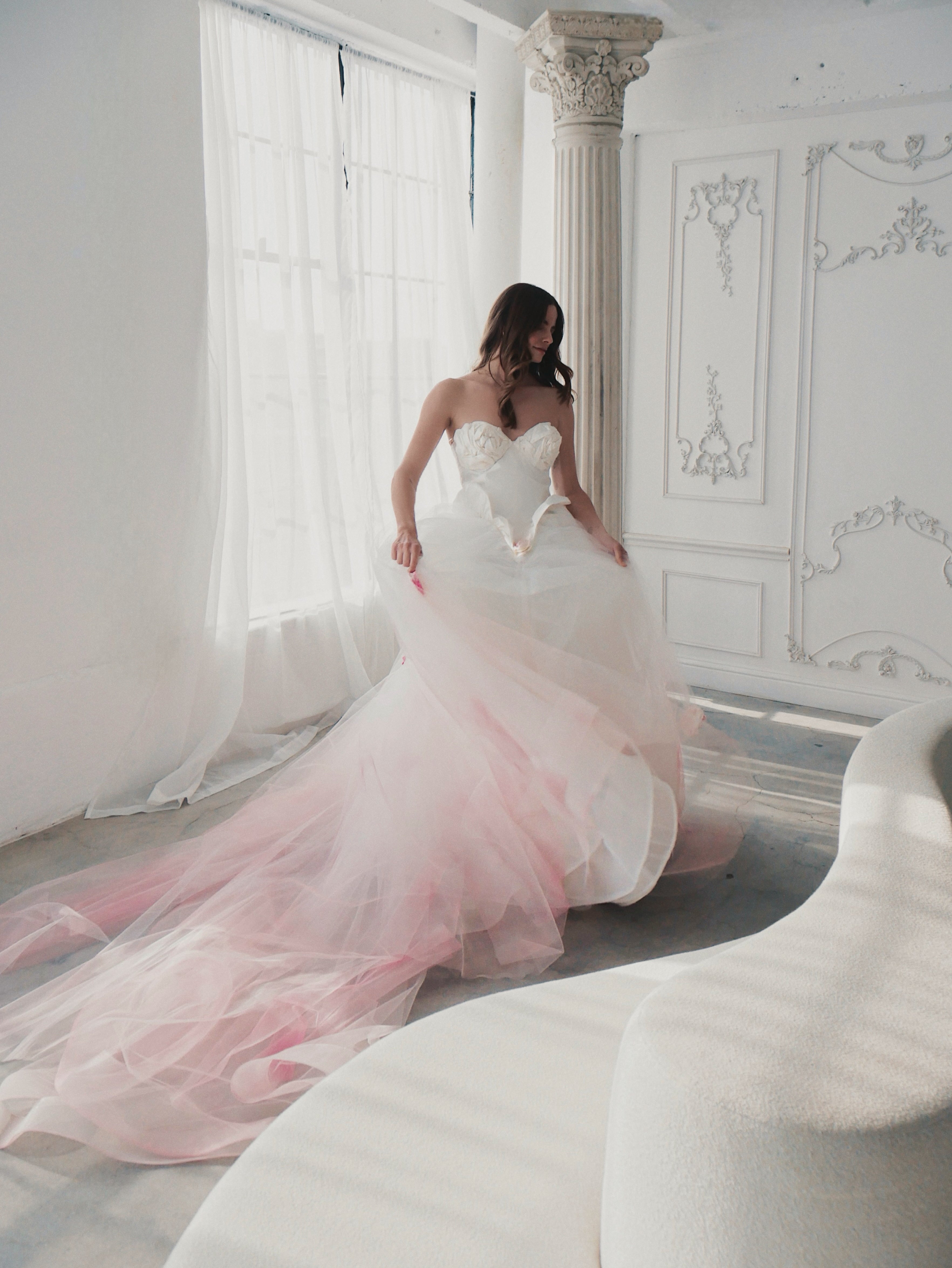 Strapless Basque waist wedding dress