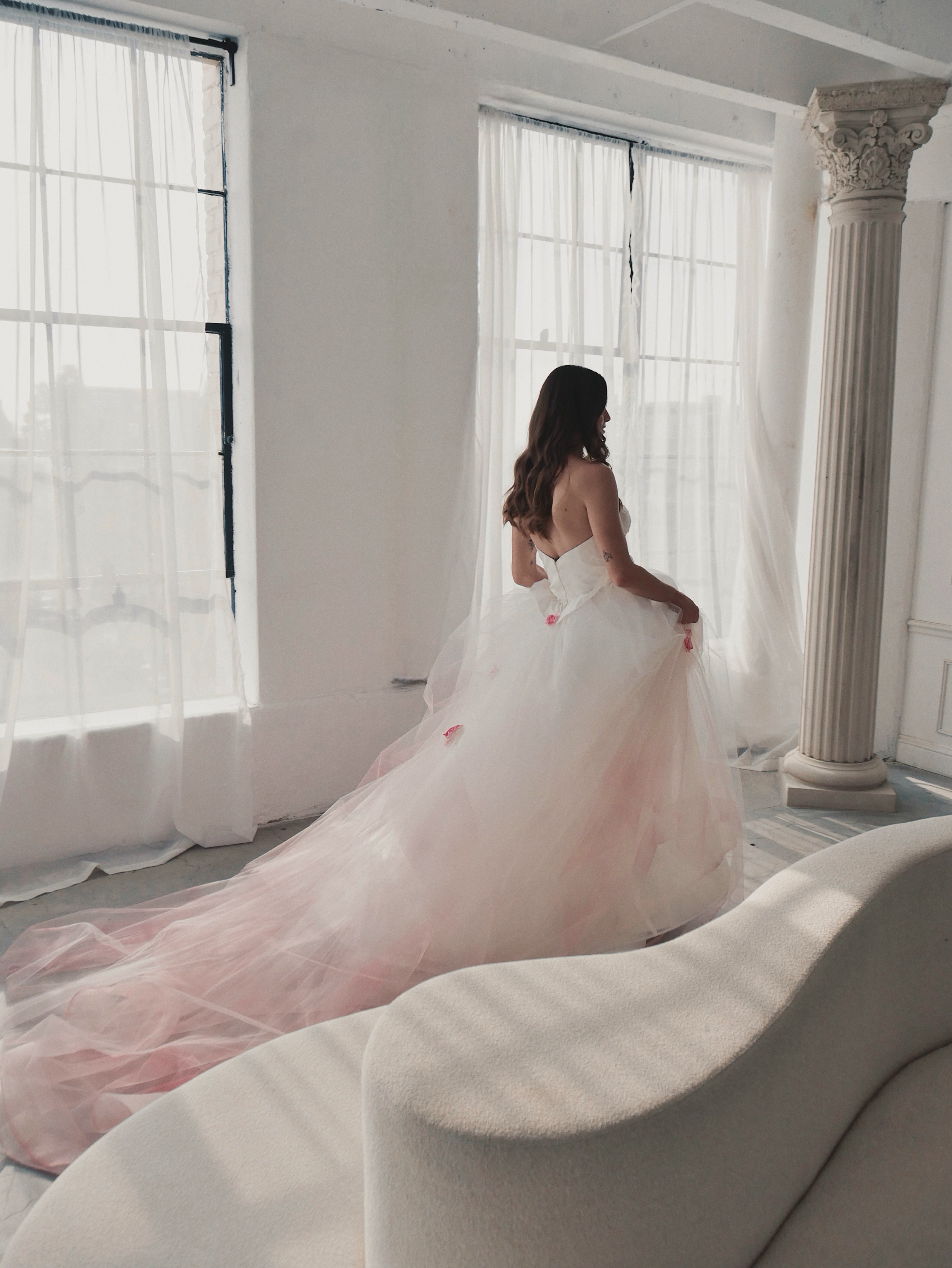 Ballgown wedding dress with long train