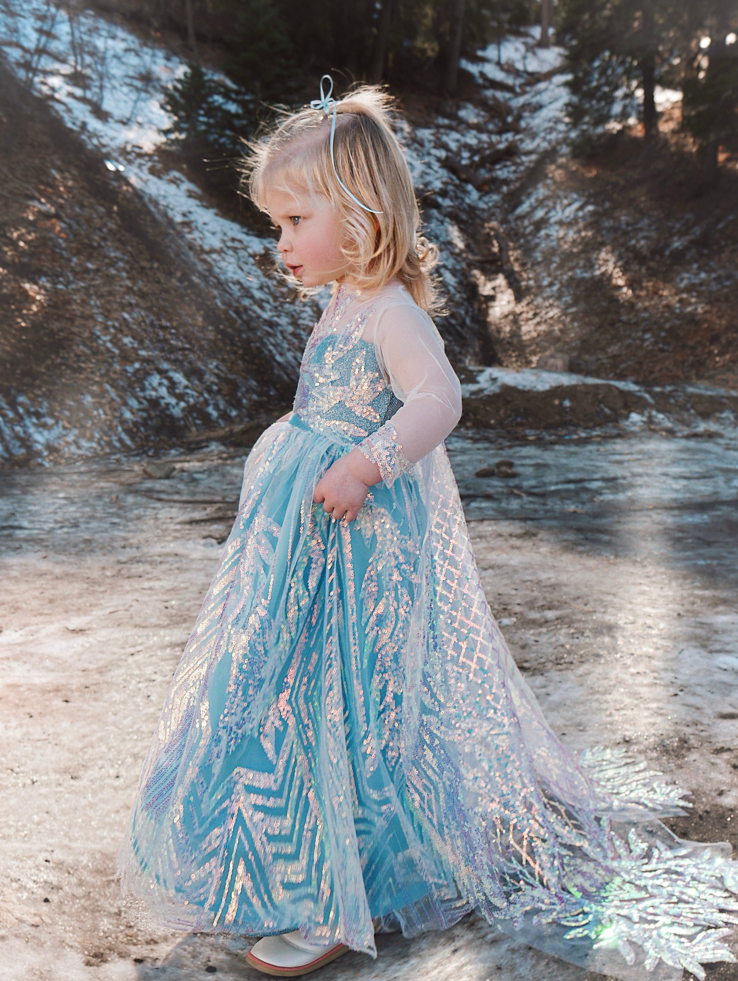 Faire Everlaine wears the Lauren Elaine Snow Queen Princess Dress