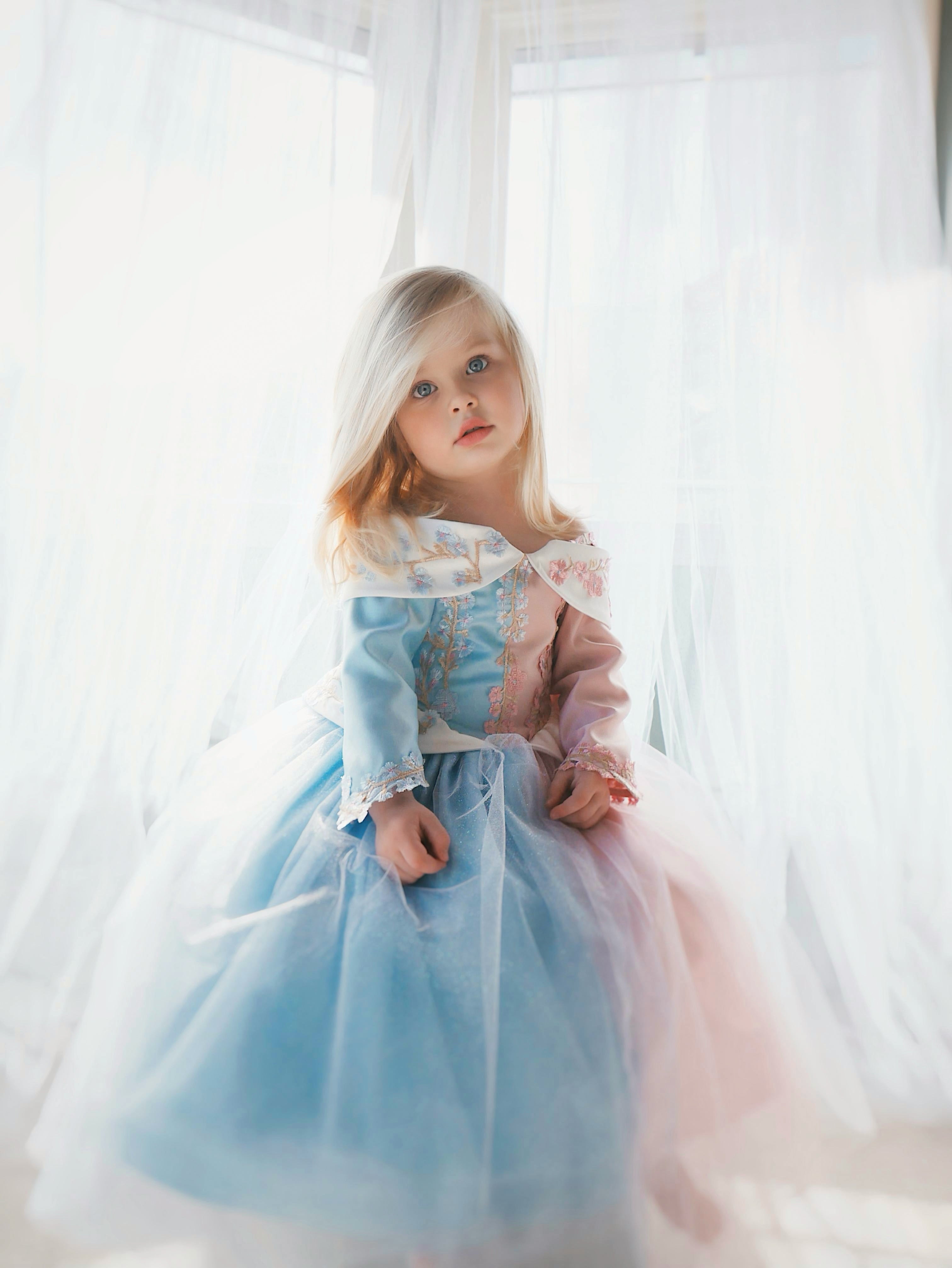 Lauren Elaine Sleeping Beauty Princess Dress for girls in 'Make it Blue Make it Pink' Colors