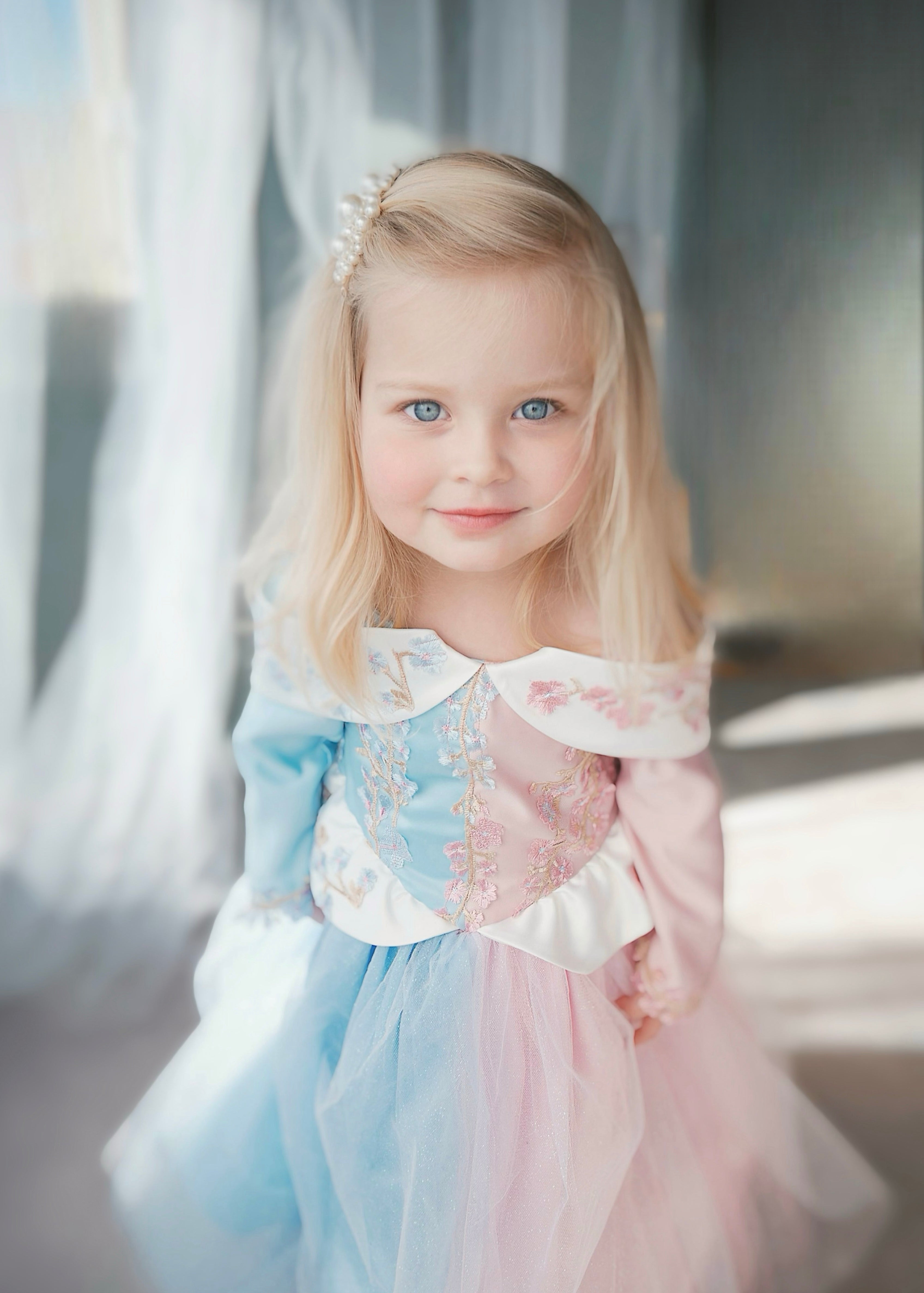 Lauren Elaine Princess Aurora Dress for girls in 'Make it Blue Make it Pink' Colors