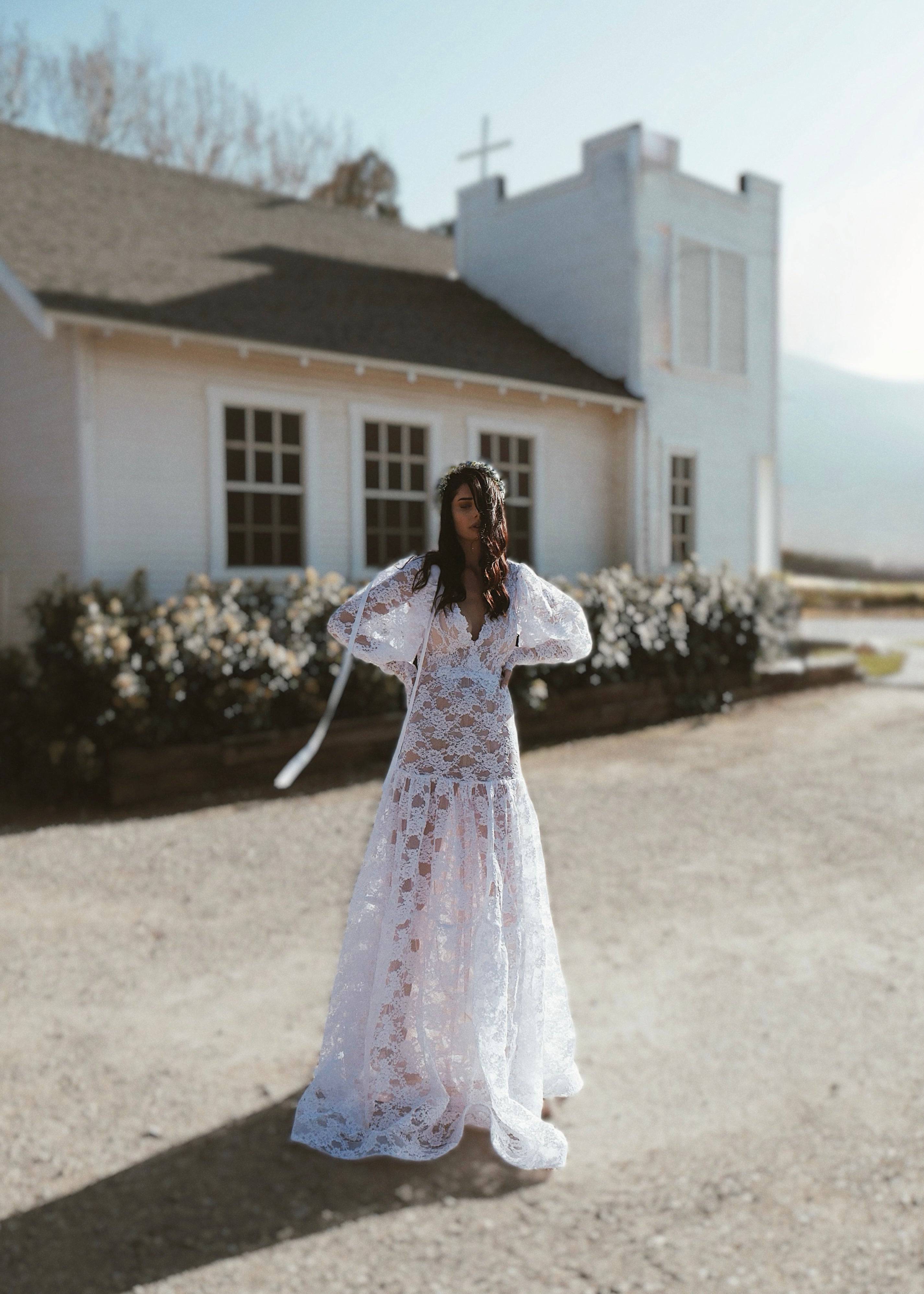 Bohemian inspired flower child wedding dresses by Lauren Elaine Bridal in Los Angeles, Ca.