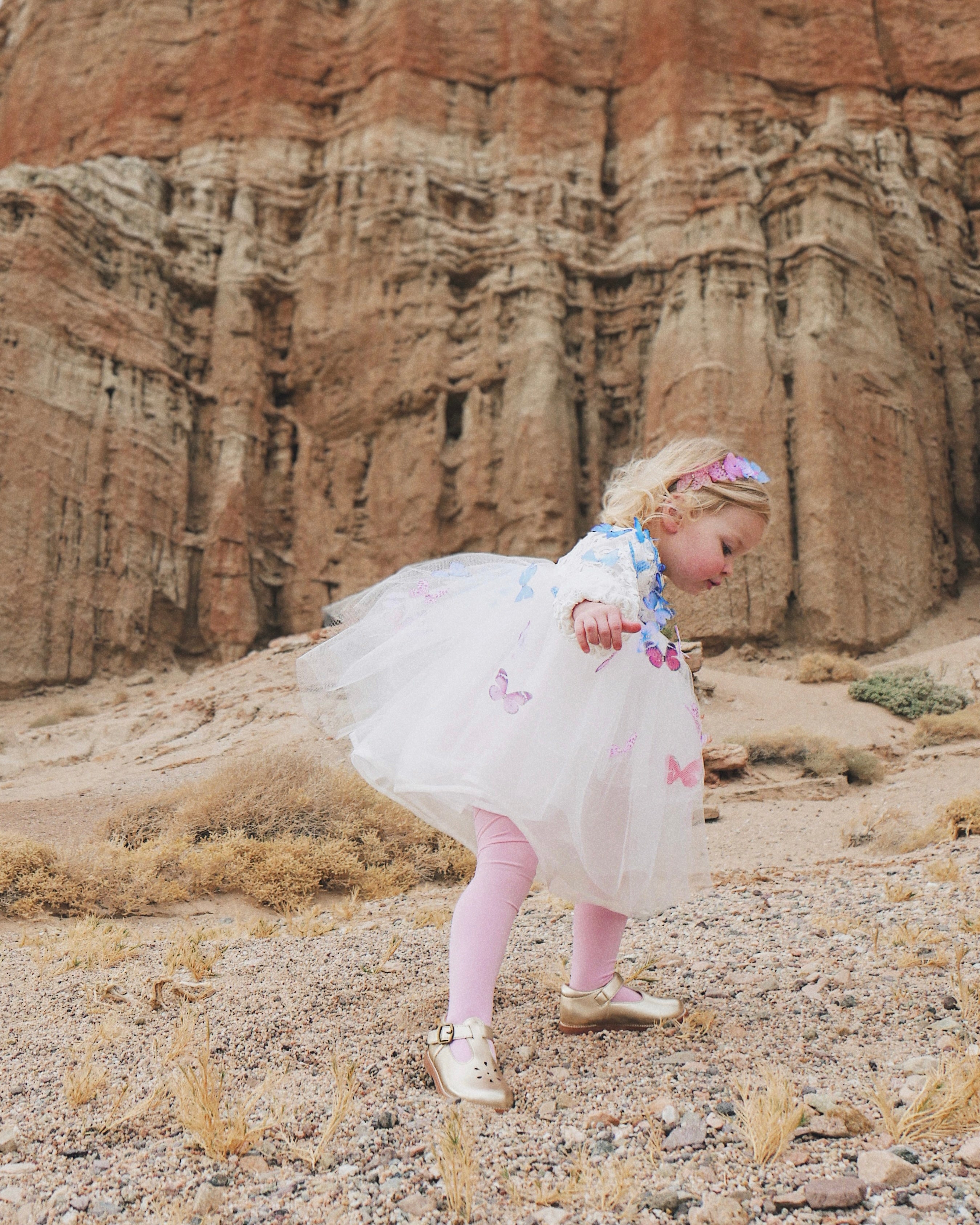 A little girl wears the