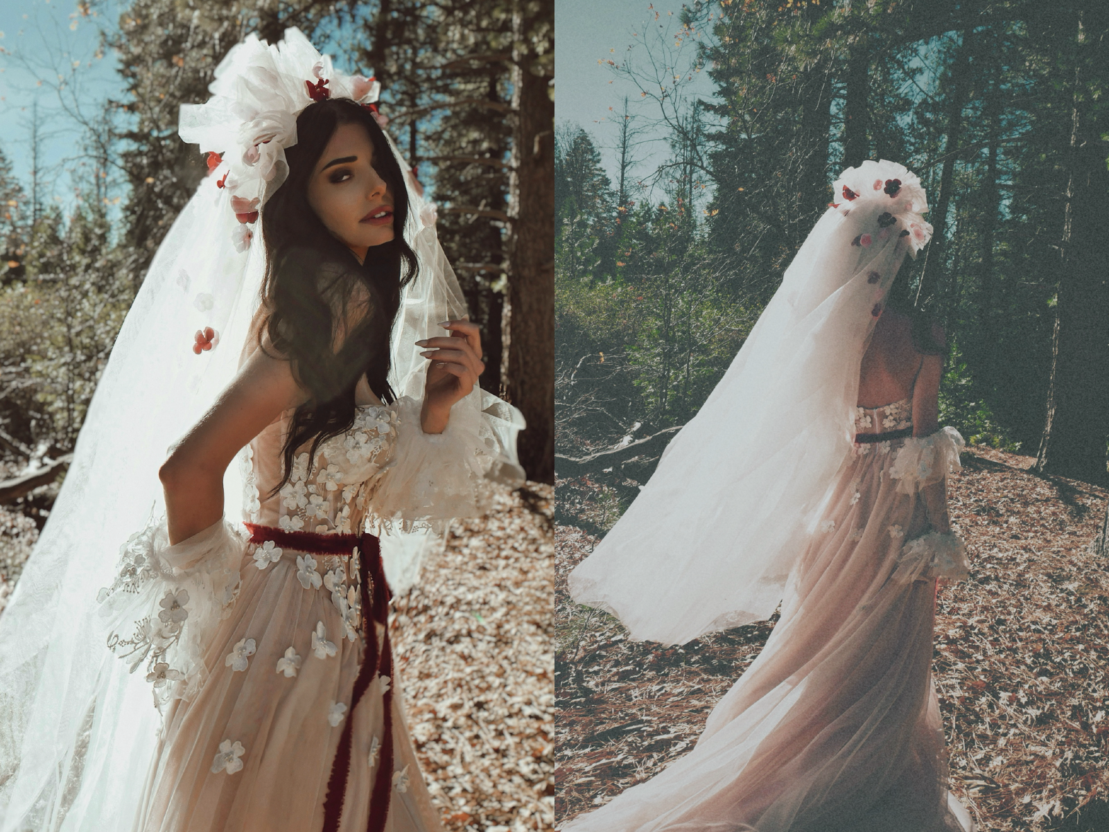 statement wedding veil by Lauren Elaine, unique non-traditional bridal veil with dramatic silhouette