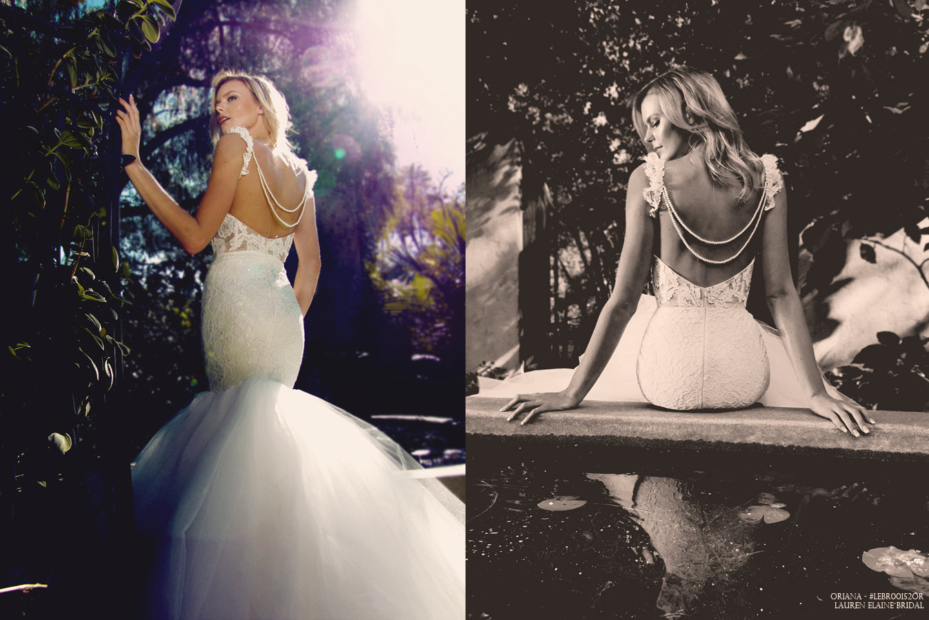 Backless Mermaid Wedding Dress with Pearls and detachable train
