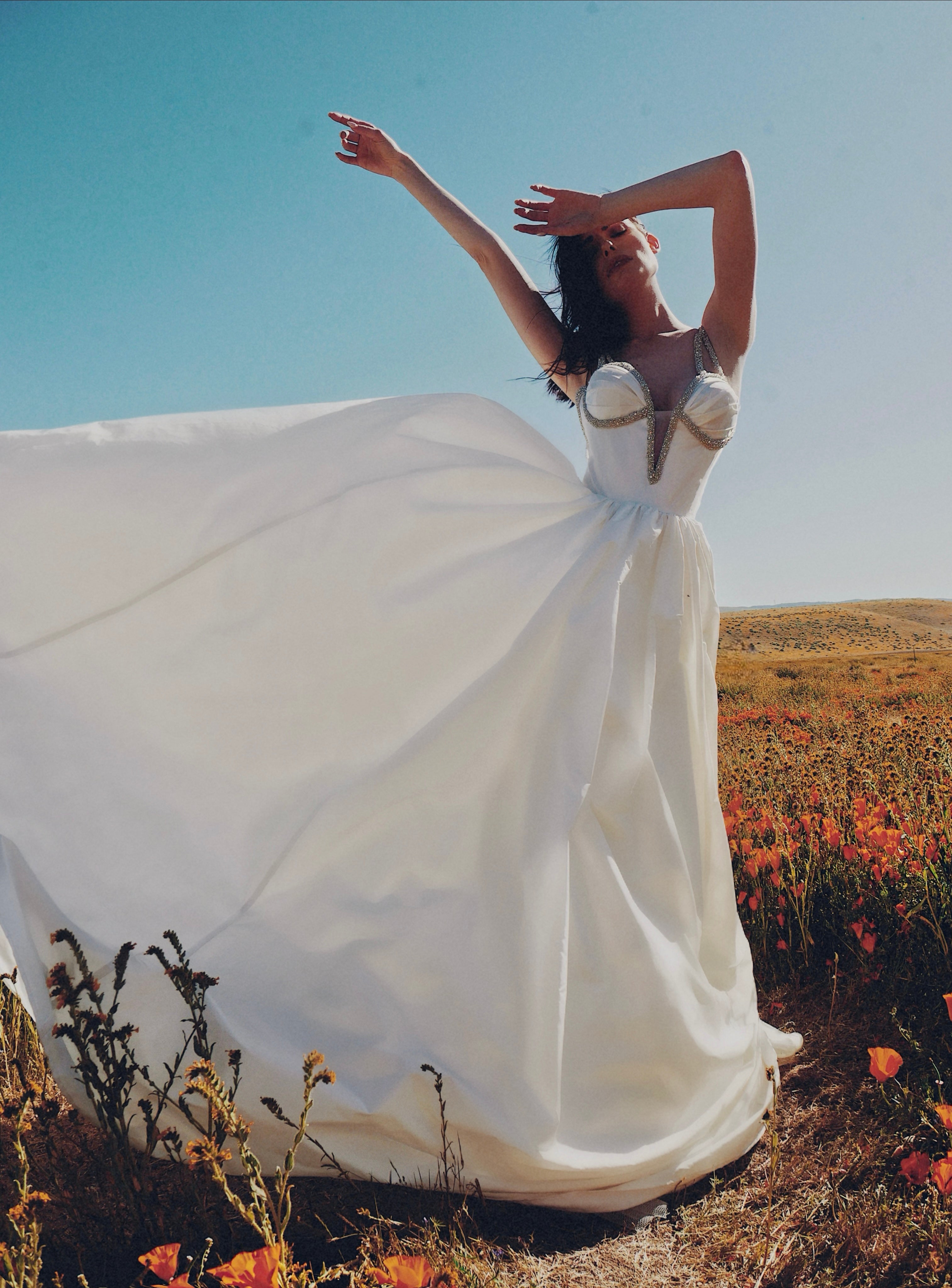 A romantic look at the Lauren Elaine Vespertine wedding dress.