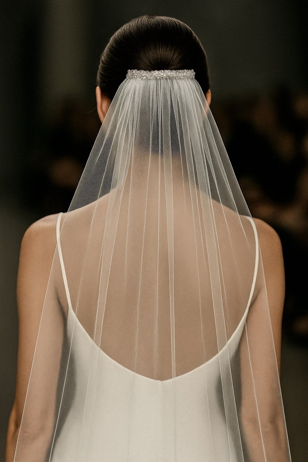 Crystal Comb Tulle Veil