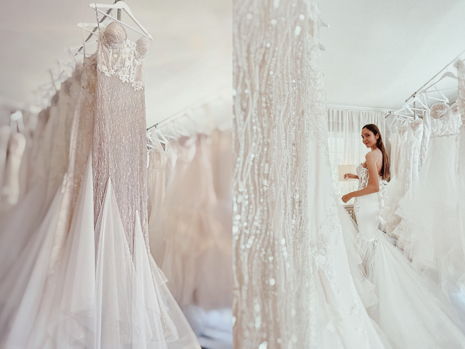 A bride shops for wedding dresses inside the Lauren Elaine Wedding Dress Boutique in Los Angeles.