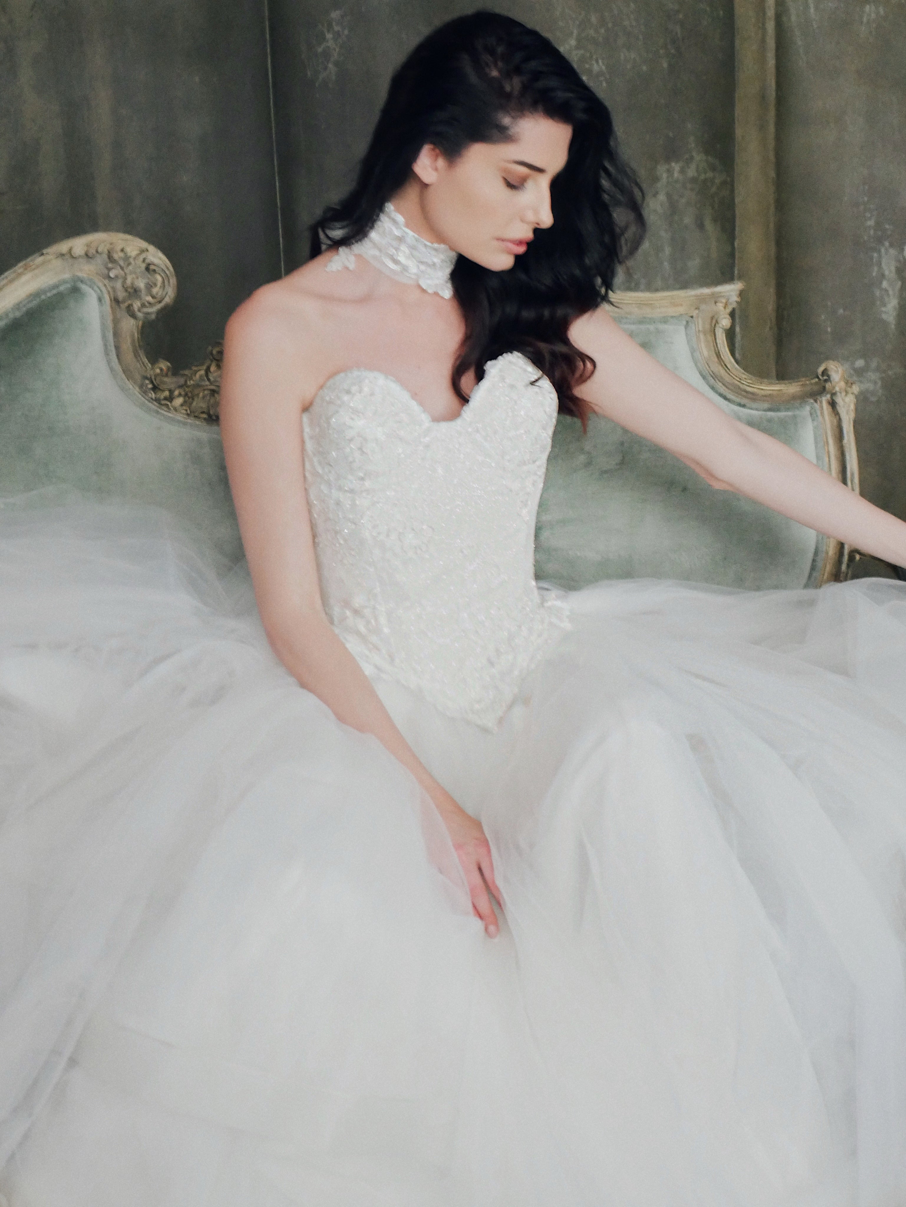 Lauren Elaine Regency Basque Waist Chantilly Lace Bridal Corset