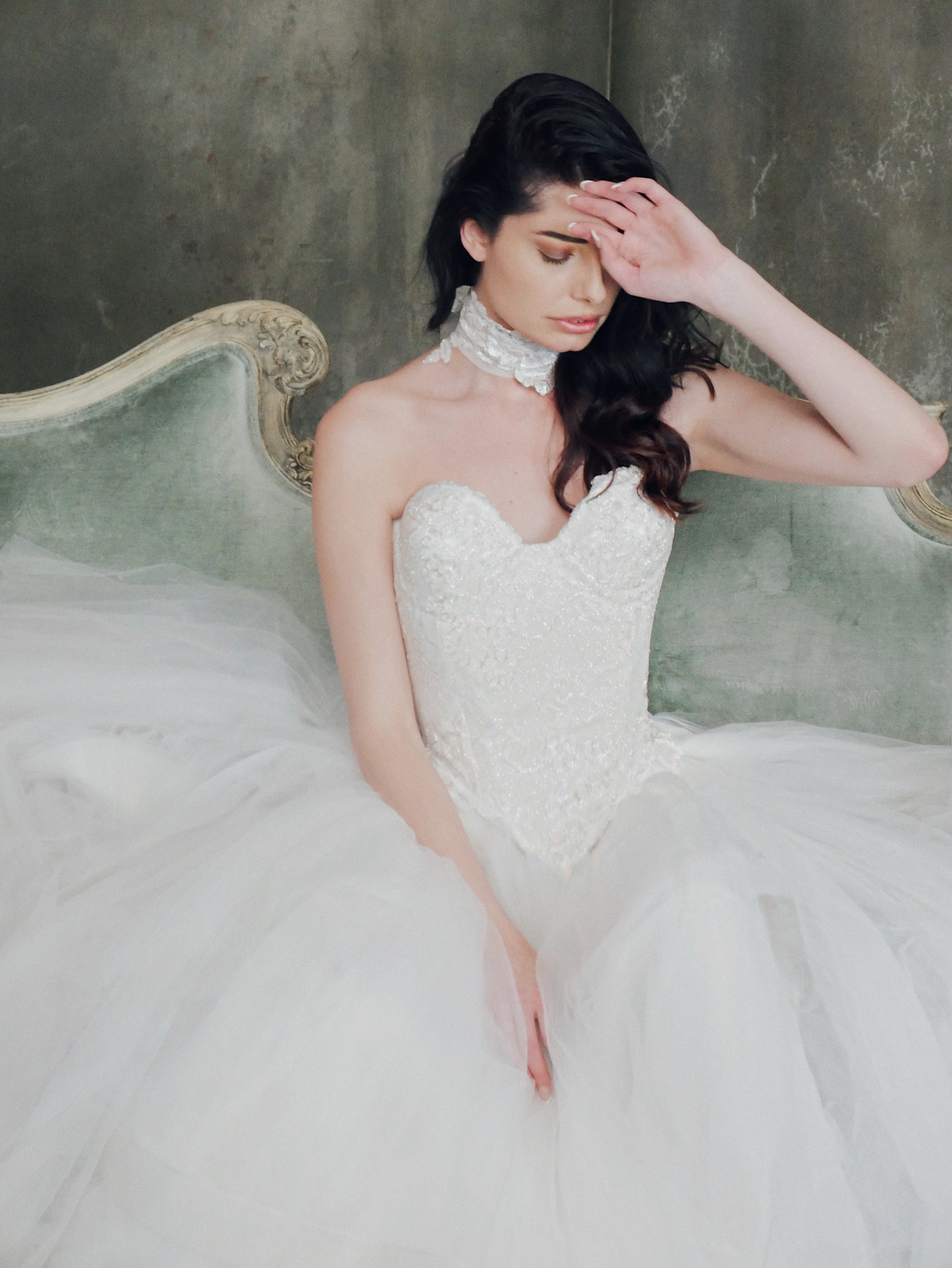 Lauren Elaine Regency Basque Waist Chantilly Lace Bridal Corset