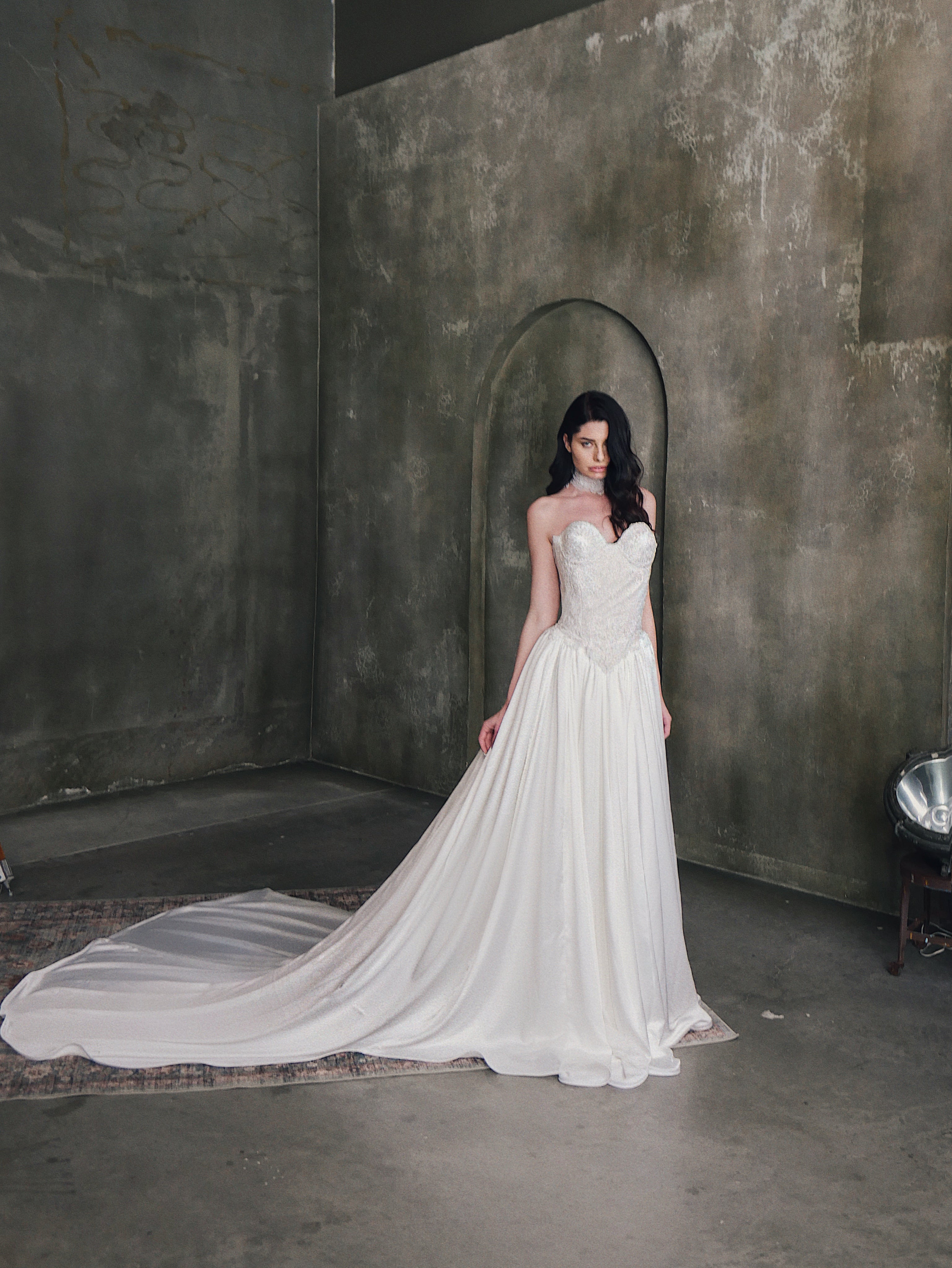 Lauren Elaine "Solitaire" Silky Satin Bridal Skirt with Train