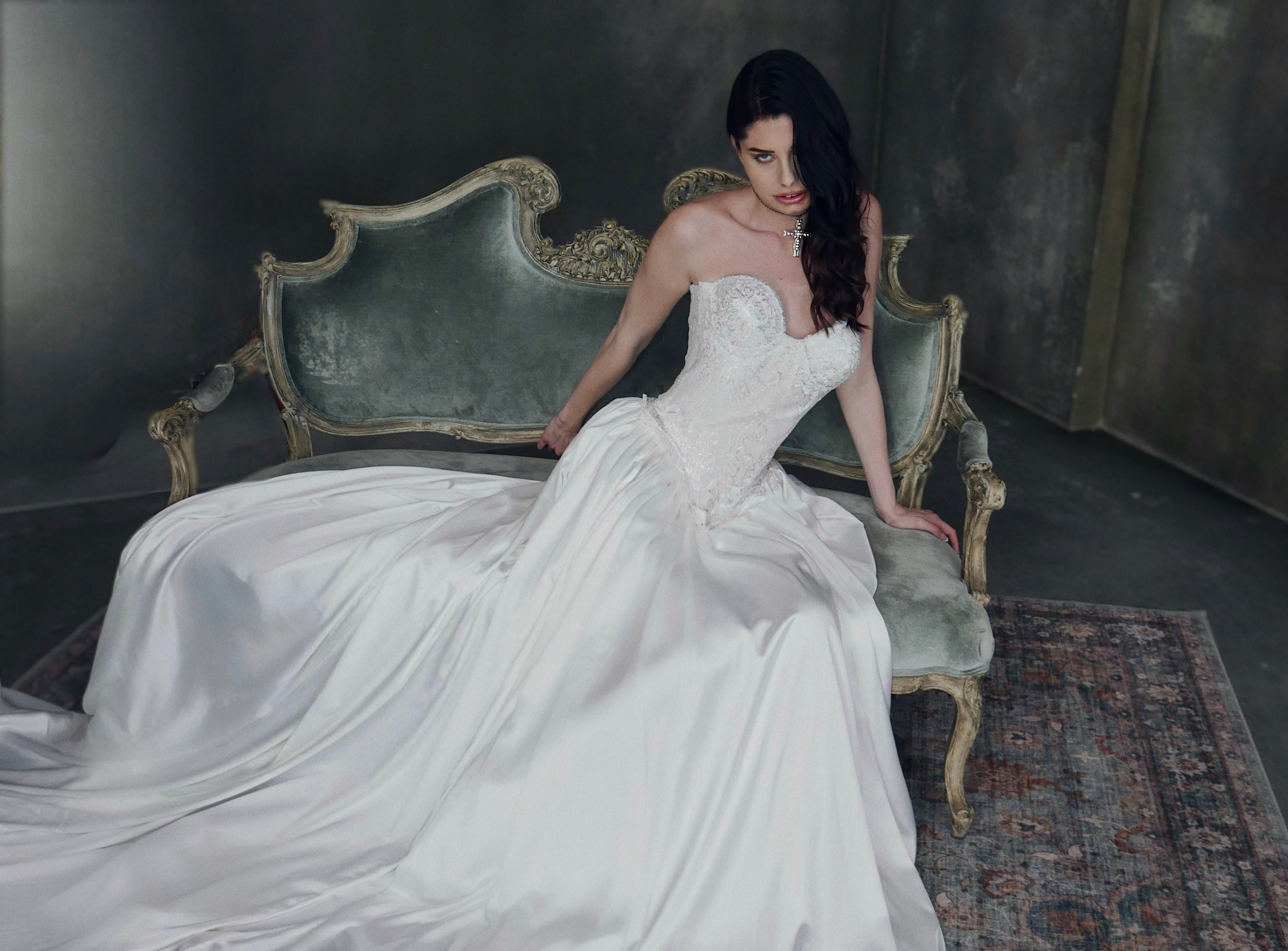 SOLITAIRE Silky Satin Bridal Skirt with Train