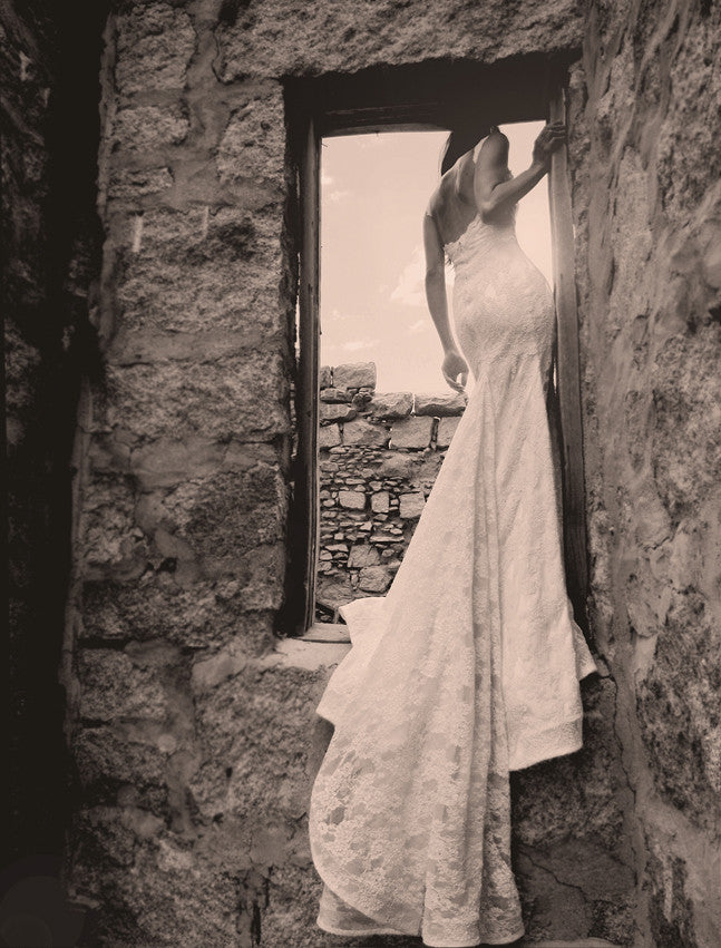 Sexy backless mermaid wedding gowns by Lauren Elaine.