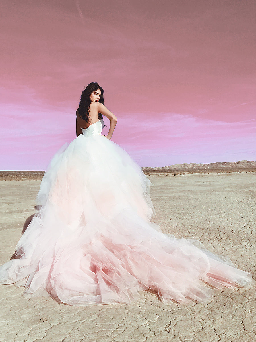 Blush-ombre-colored-tulle-ball-gown-wedding-dress -with-detachable-cathedral-train-by-Lauren-Elaine.jpg?v=1757652313&width=2048 Blush-ombre-colored-tulle-ball-gown-wedding-dress -with-detachable-cathedral-train-by-Lauren-Elaine.jpg?v=1757652313&width=2048
