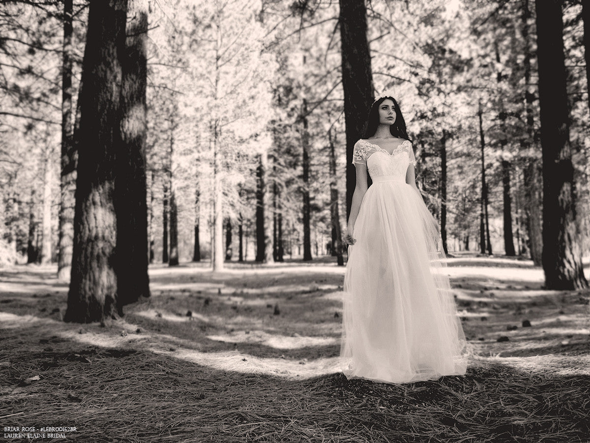 Bohemian bridal inspired by nature. Fairytale wedding gown by Lauren Elaine Bridal.