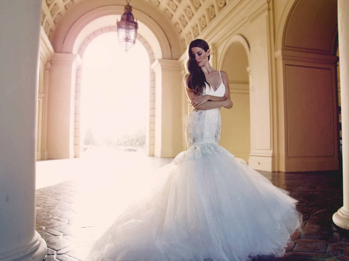 Glamorous Catania wedding gown style by Lauren Elaine Bridal.