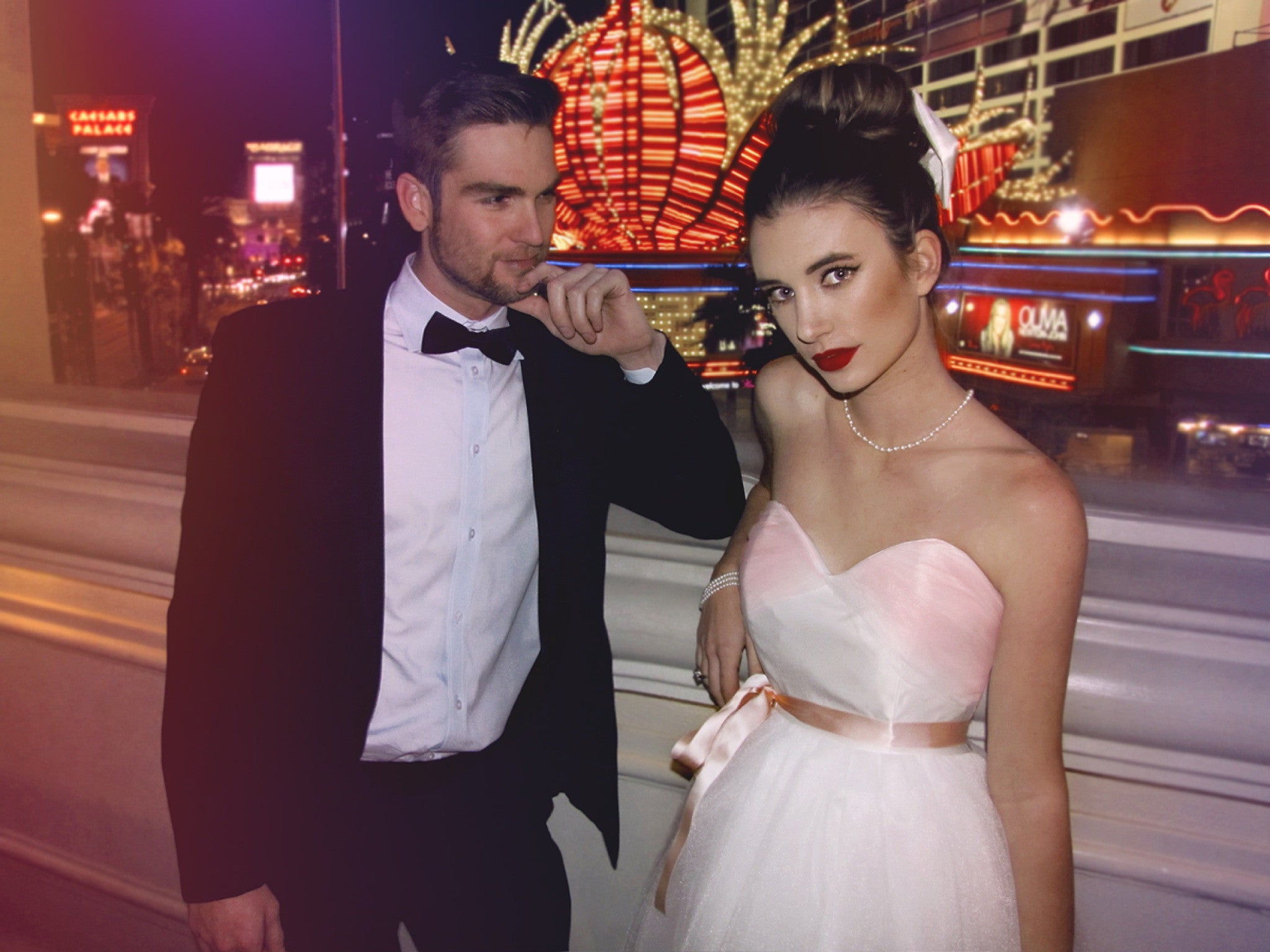 Las Vegas wedding style. Ombre bridal gowns. Vintage feel.