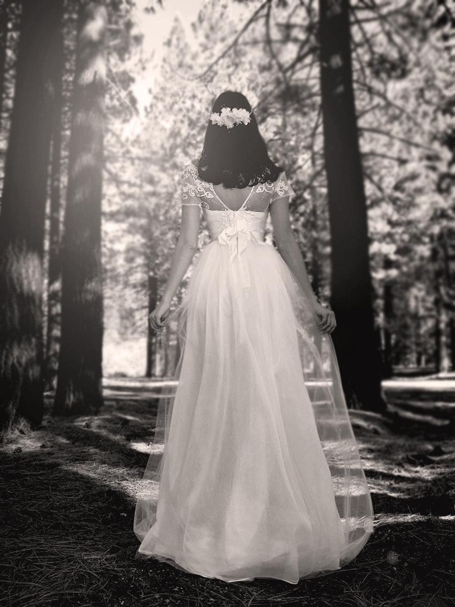 Whimsical, ethereal, vintage-inspired bridal. The Briar Rose gown by Lauren Elaine Bridal.