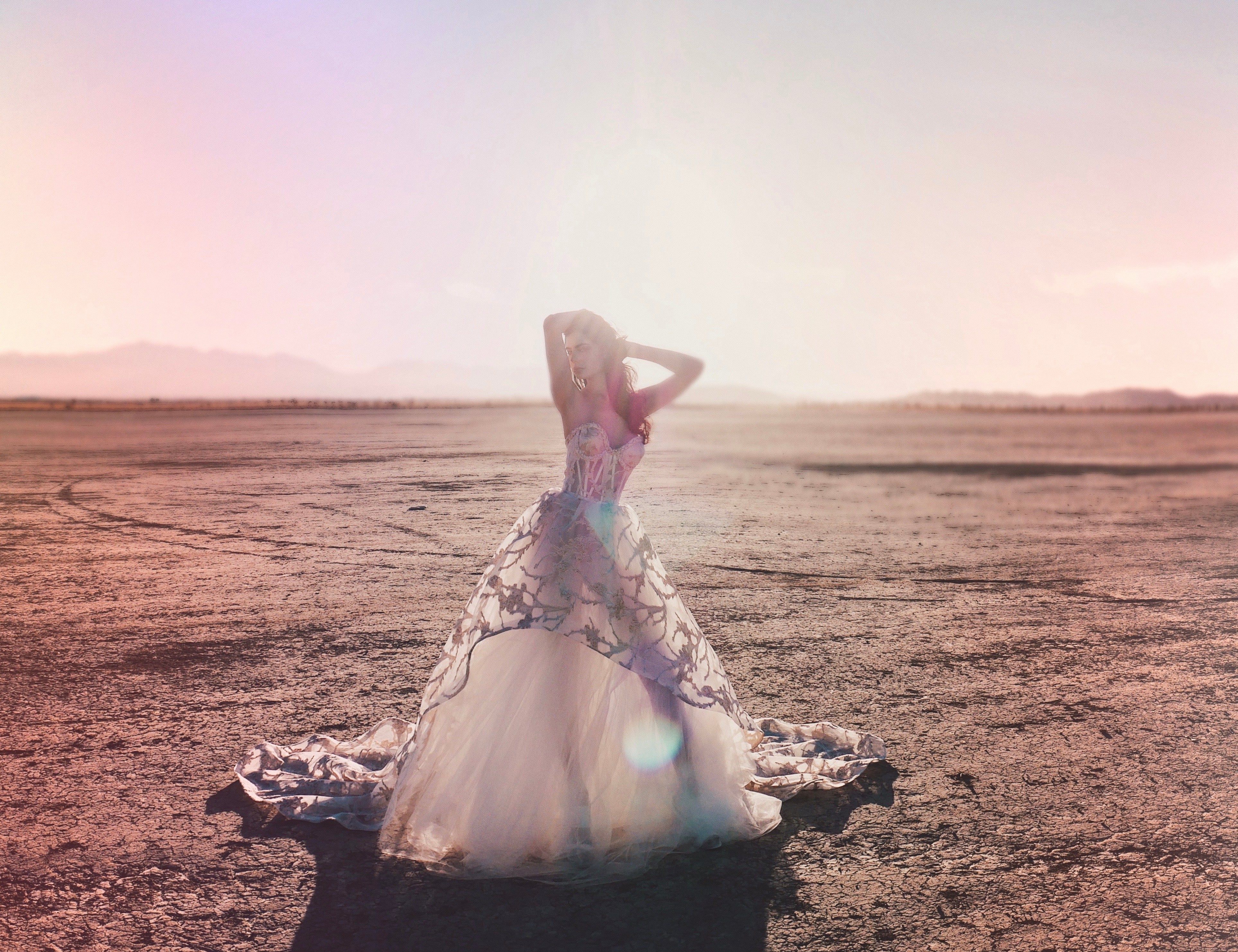 Tulle ballgown wedding dress with see through skirt
