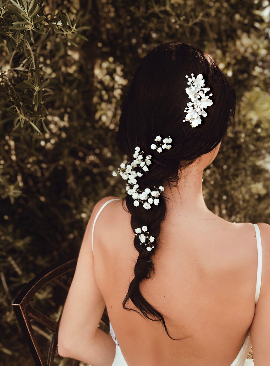 Lauren Elaine Bridal Dewdrop wedding hair comb in silver