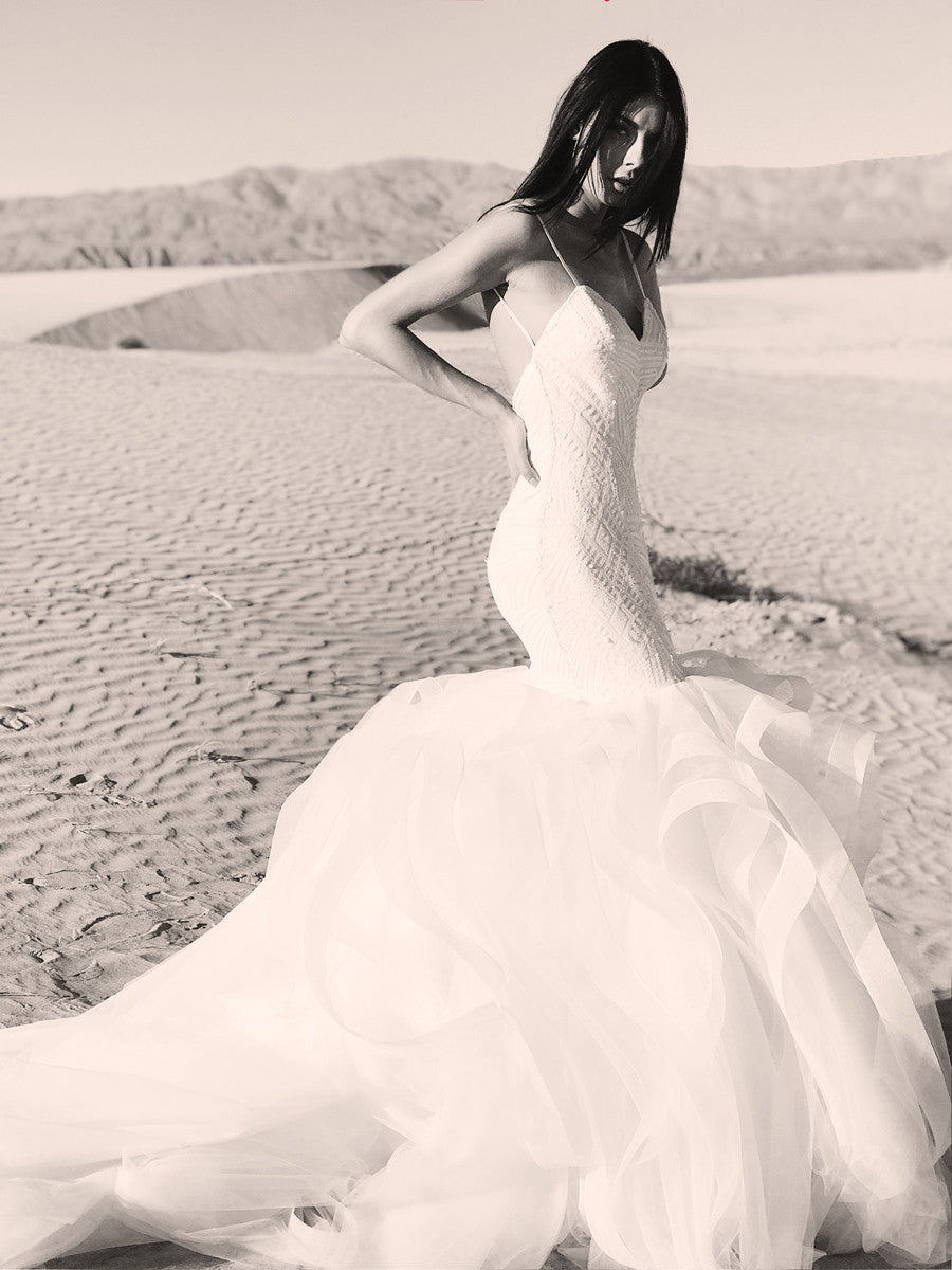 Lucite sequin mermaid wedding dress with sexy form-fit shape