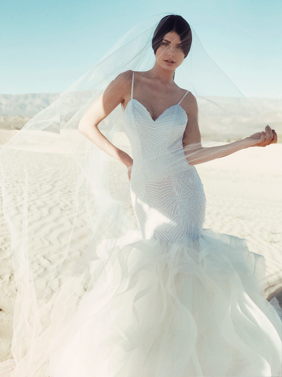 Sexy form-fit sequin mermaid wedding dress by Lauren Elaine Bridal