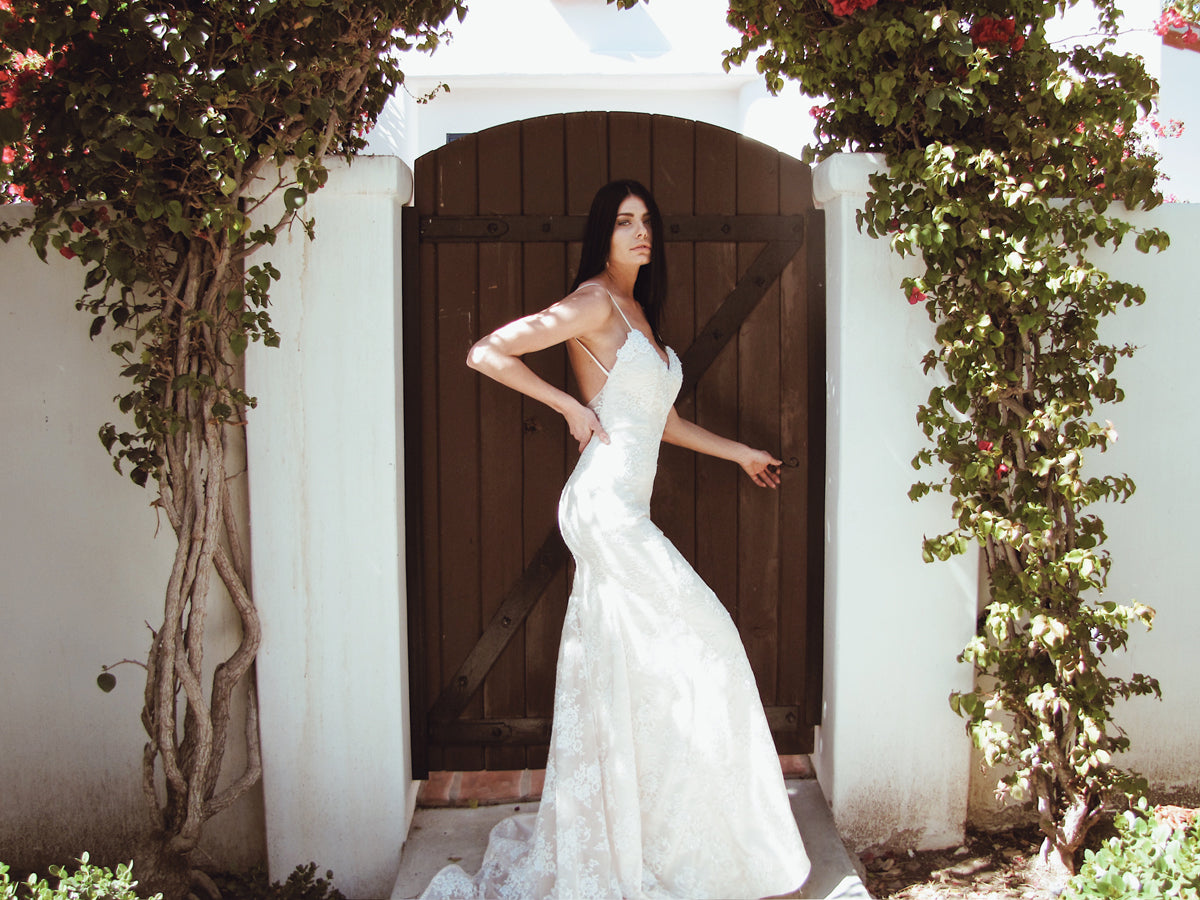 Sexy "Lumen" mermaid trumpet wedding dress by Lauren Elaine Bridal Los Angeles
