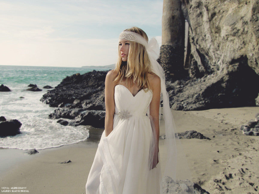 Bohemian bridal gown with Swarovski Crystals. Beach wedding gowns.