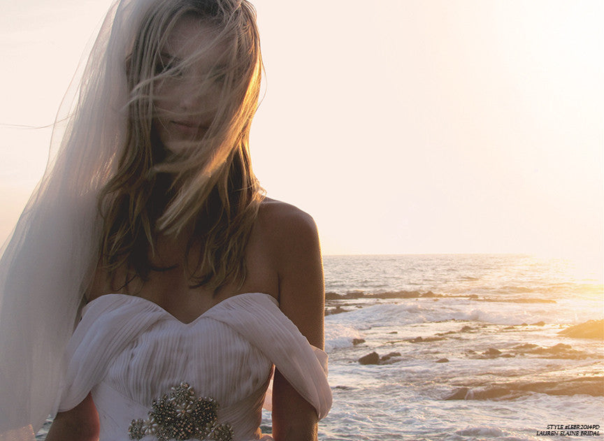 A-line Gown, Off-The-Shoulder, Ruched, Chiffon, Sweetheart, Swarovski Crystal