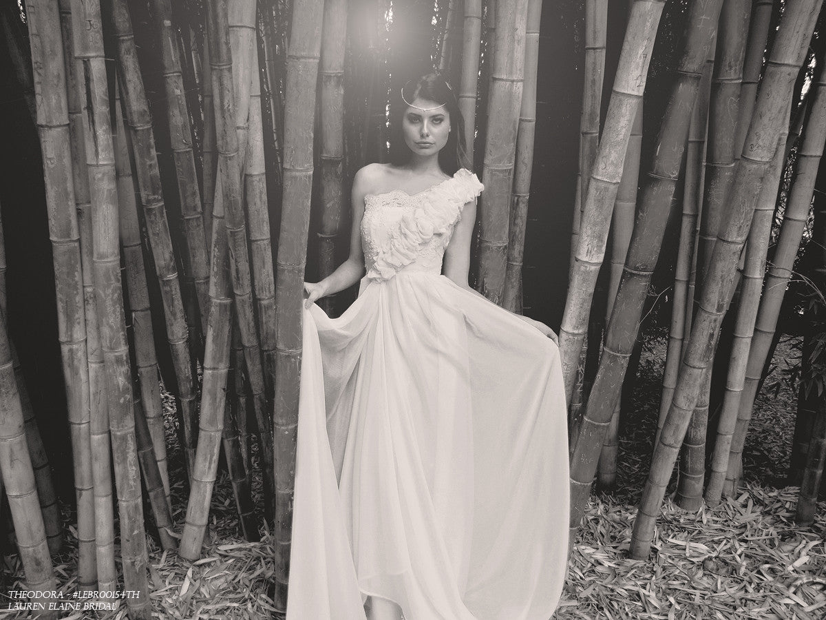 Exotic bridal. Theodora by Lauren Elaine Bridal. Beach wedding gowns for destination weddings.
