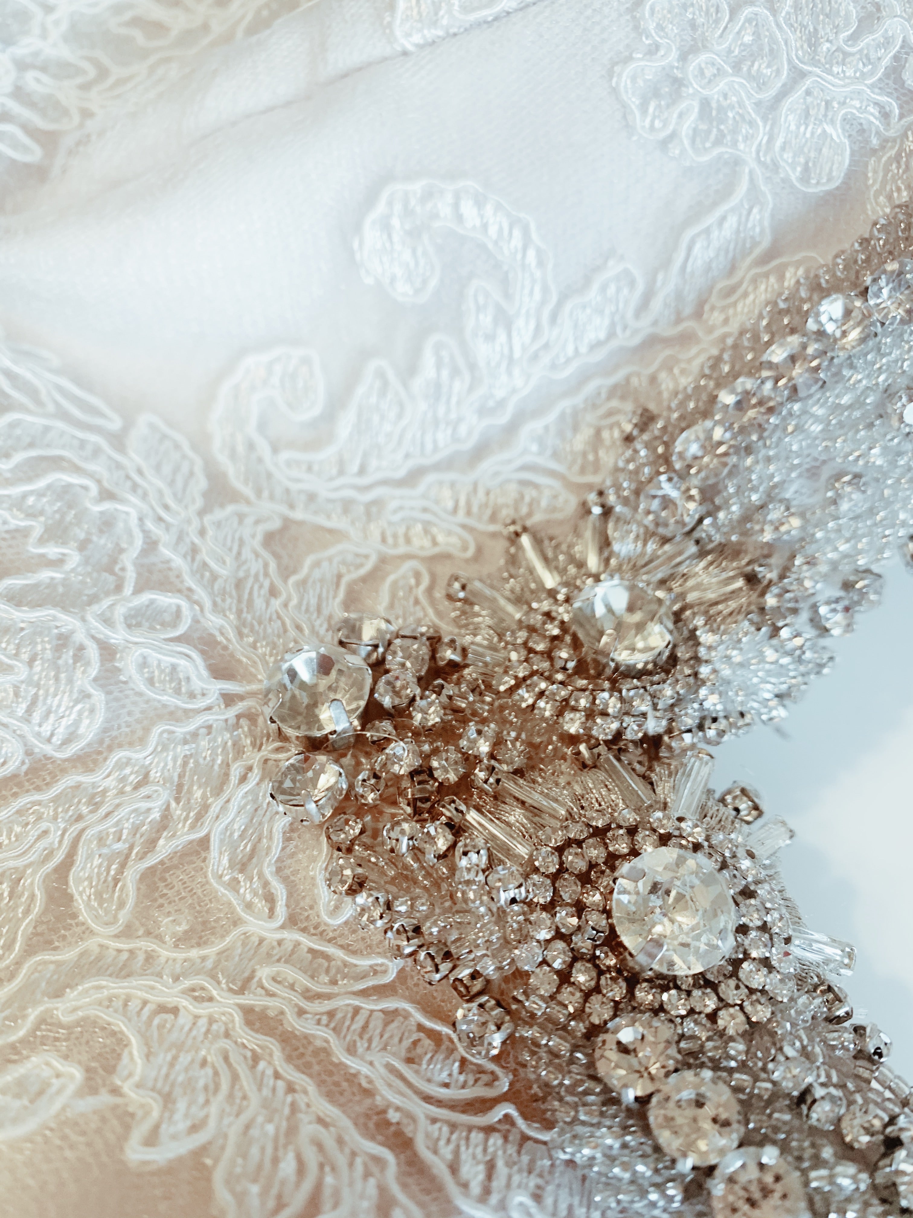 SAMPLE SALE: Custom Crystal and Lace Mermaid with Detachable Train