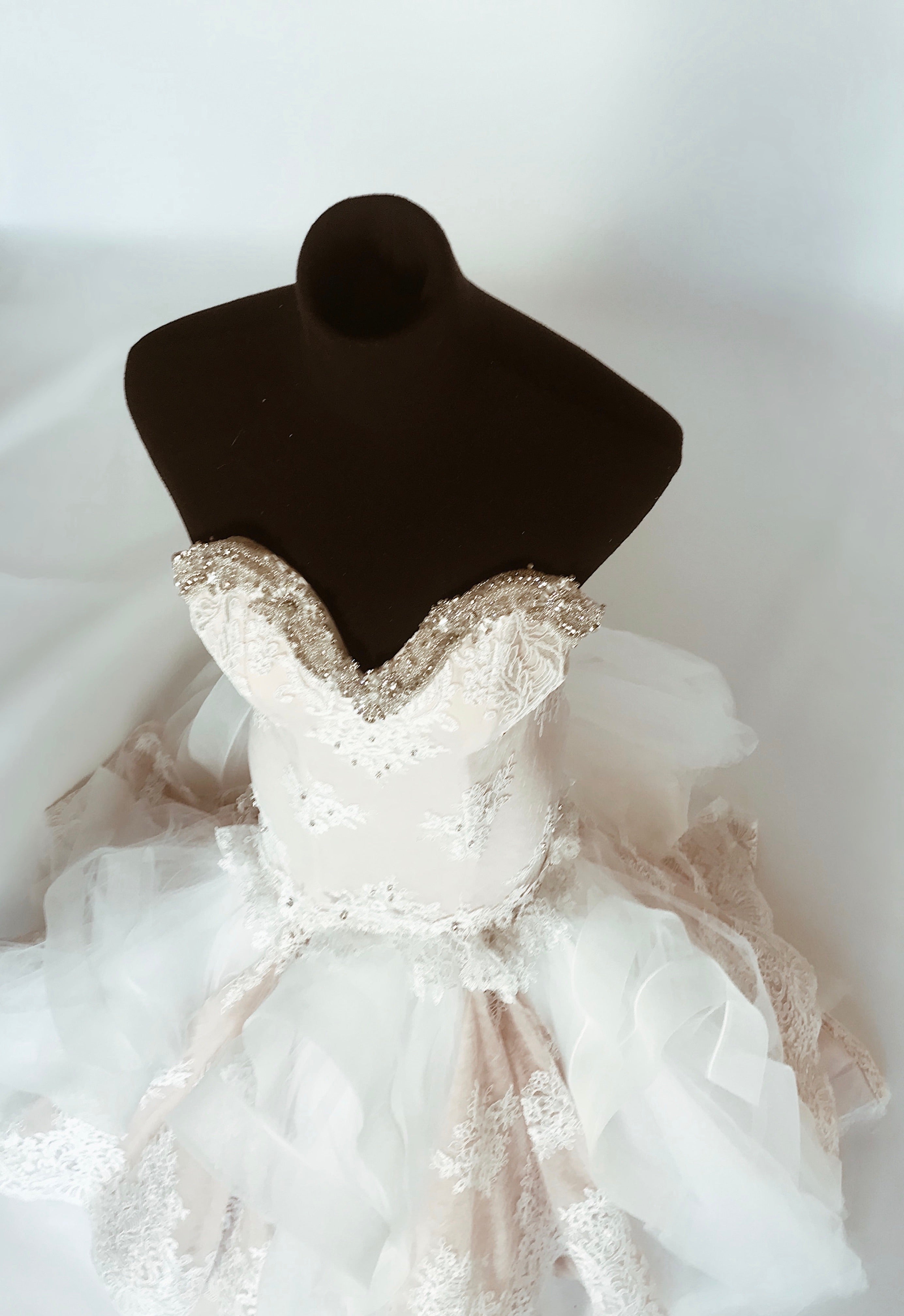 SAMPLE SALE: Custom Crystal and Lace Mermaid with Detachable Train