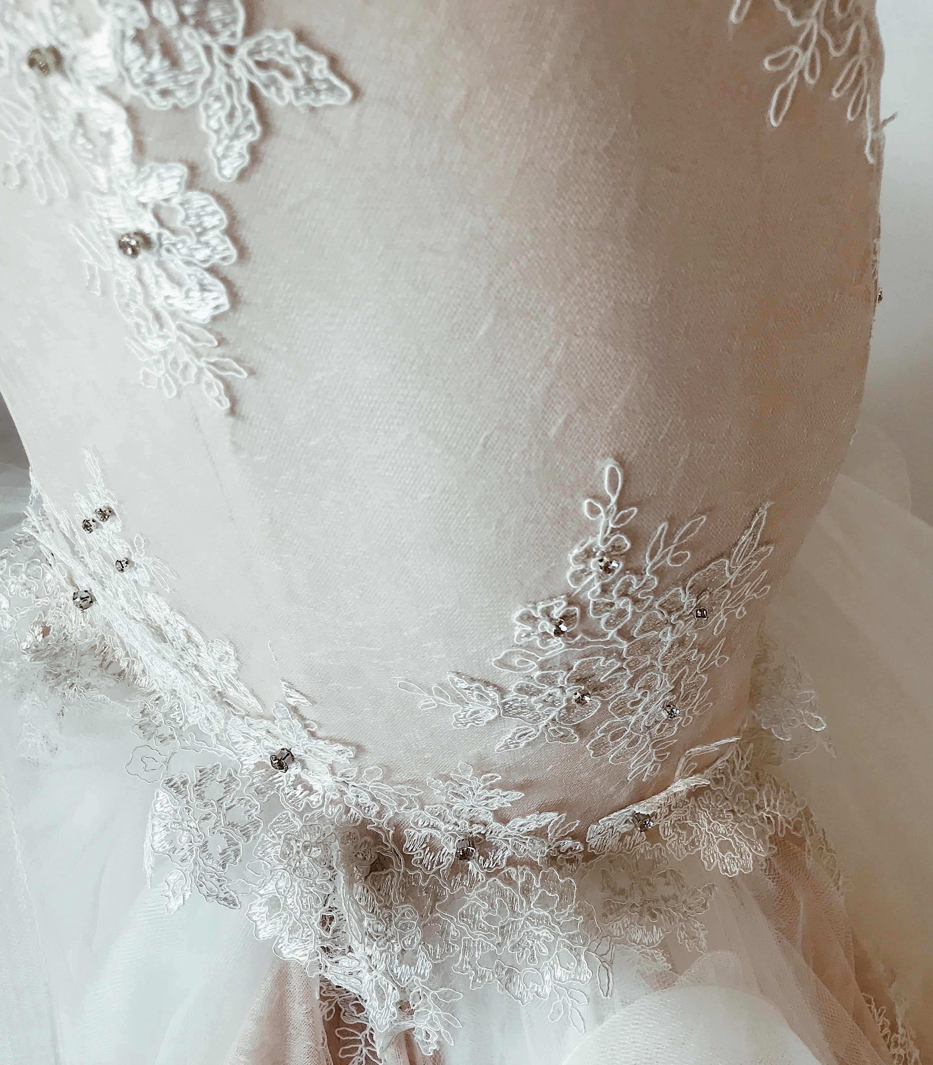 SAMPLE SALE: Custom Crystal and Lace Mermaid with Detachable Train