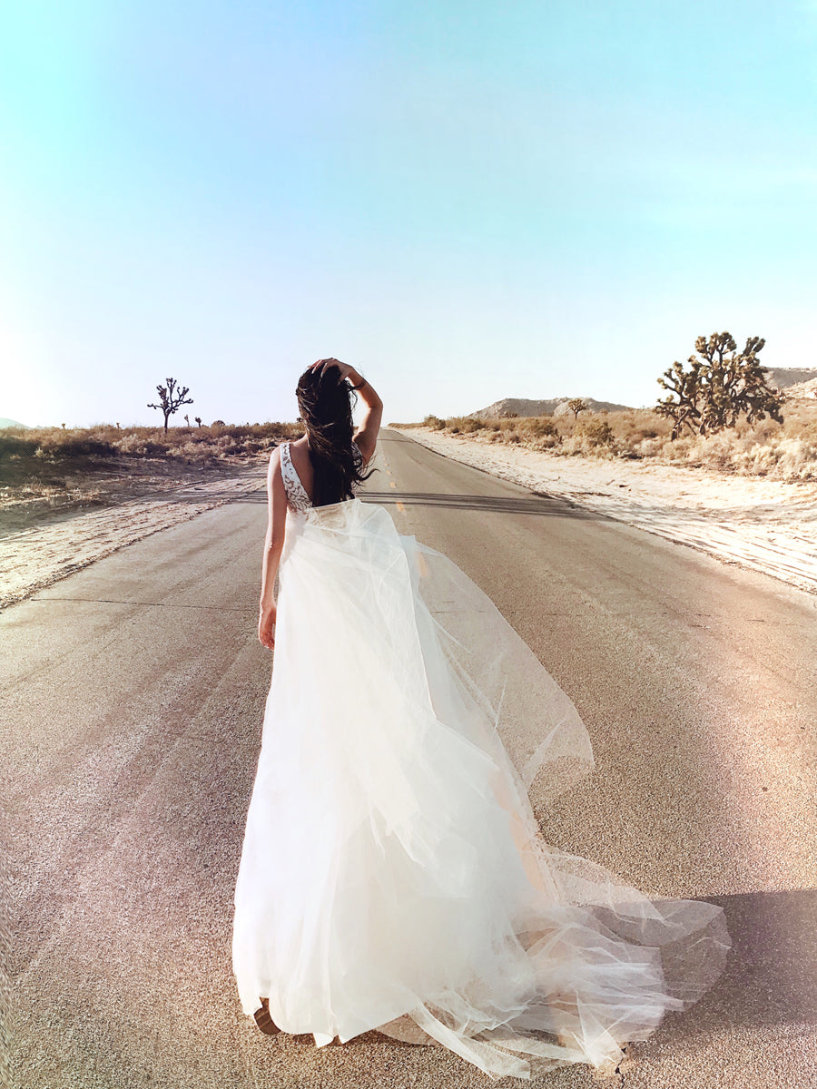 Bohemian "Isadora" alternative unique wedding dress from Lauren Elaine Bridal