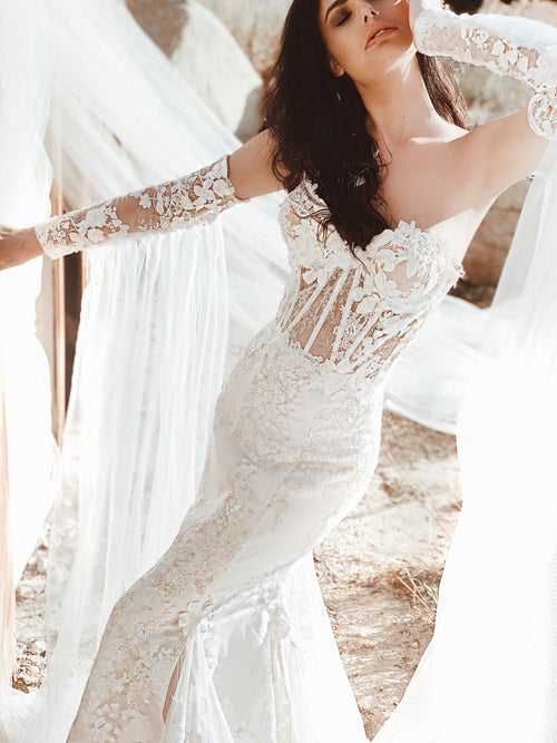 Lauren Elaine Bridal Capulet Lace Tulle Cape Sleeves