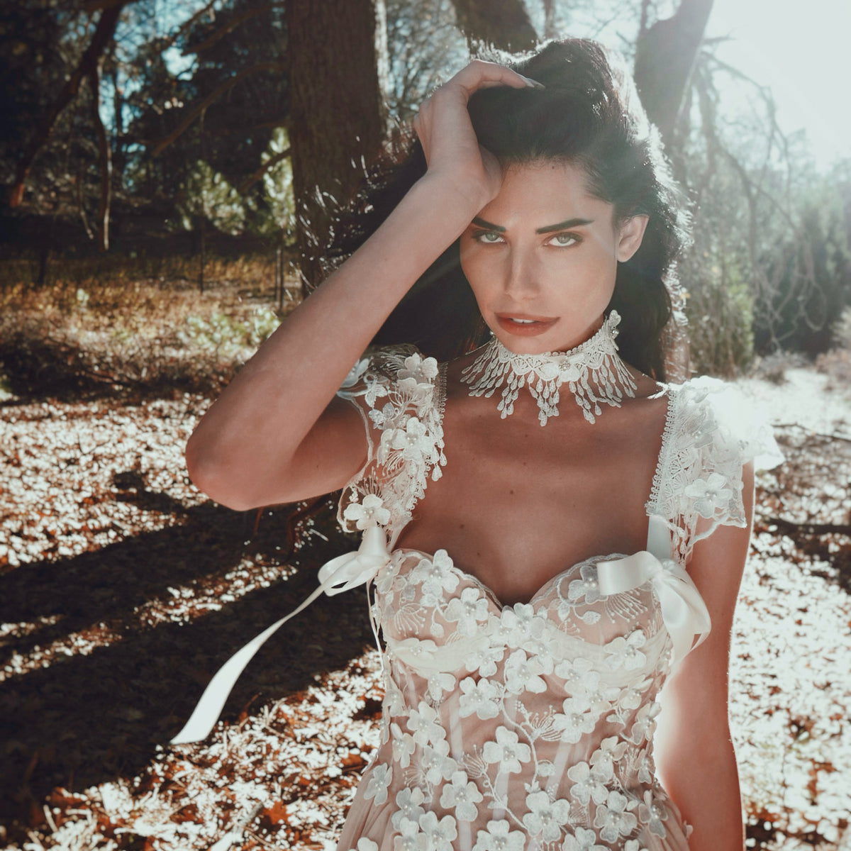 lace gypsy dress Lauren Elaine Boho Crochet Fringe Bridal Choker Concealed Hook and Eye Clasps color:black Mermaid Wedding Dress Green Tulle Lace Short low hip and length