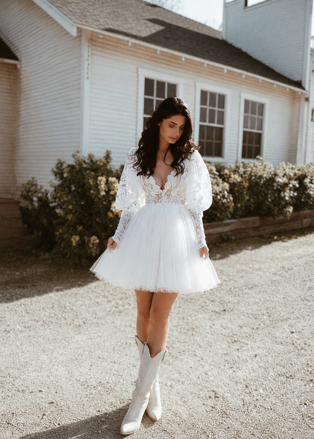 Vintage Lace Mini Wedding Dress | Meadow Mini by Lauren Elaine 2 / White (Pictured) Vintage Lace Mini Wedding Dress | Meadow Mini by Lauren Elaine 2 / White (Pictured)
