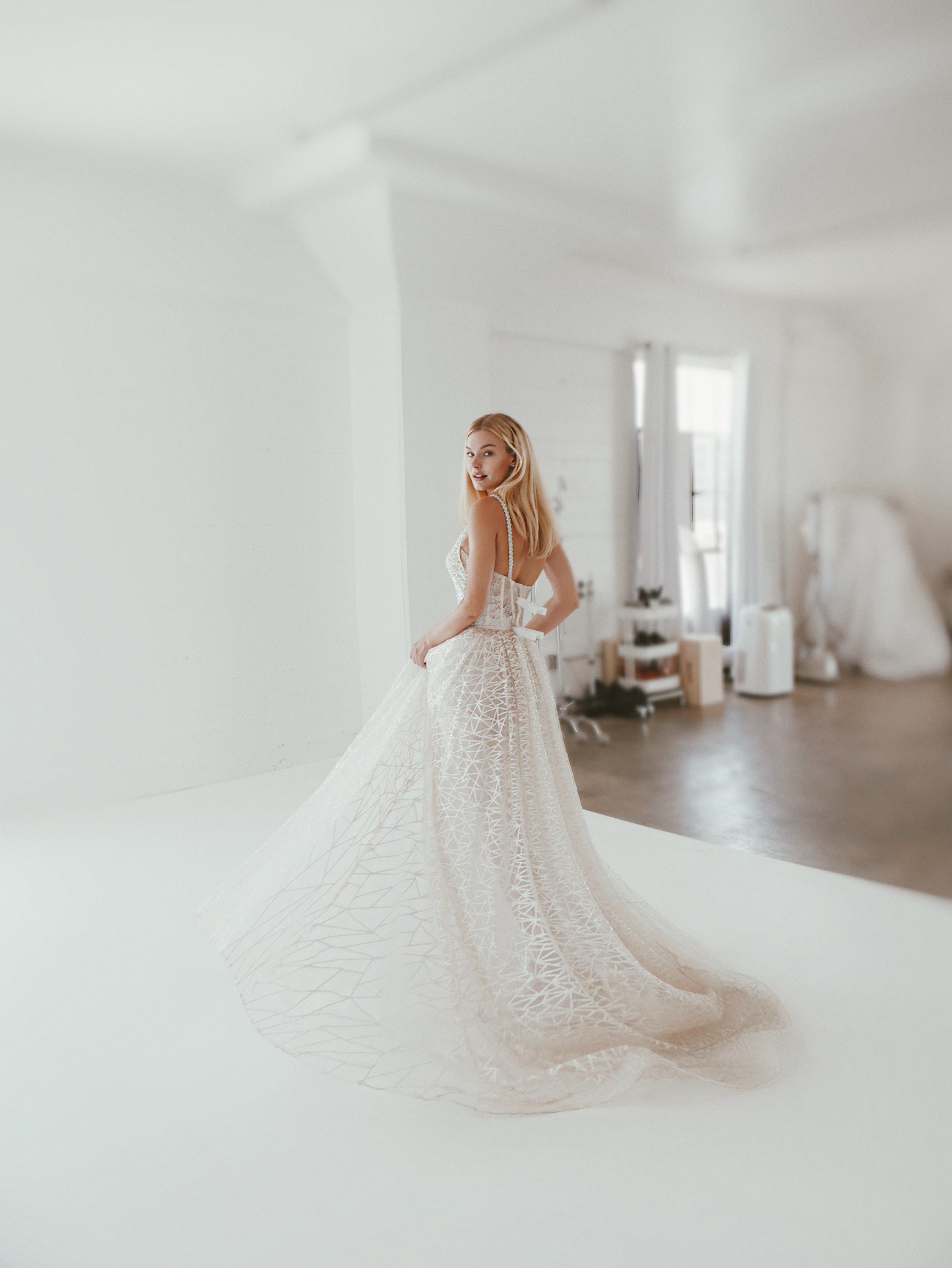 Modern day princess Taylor swift inspired wedding dresses by Lauren Elaine Bridal Los Angeles 