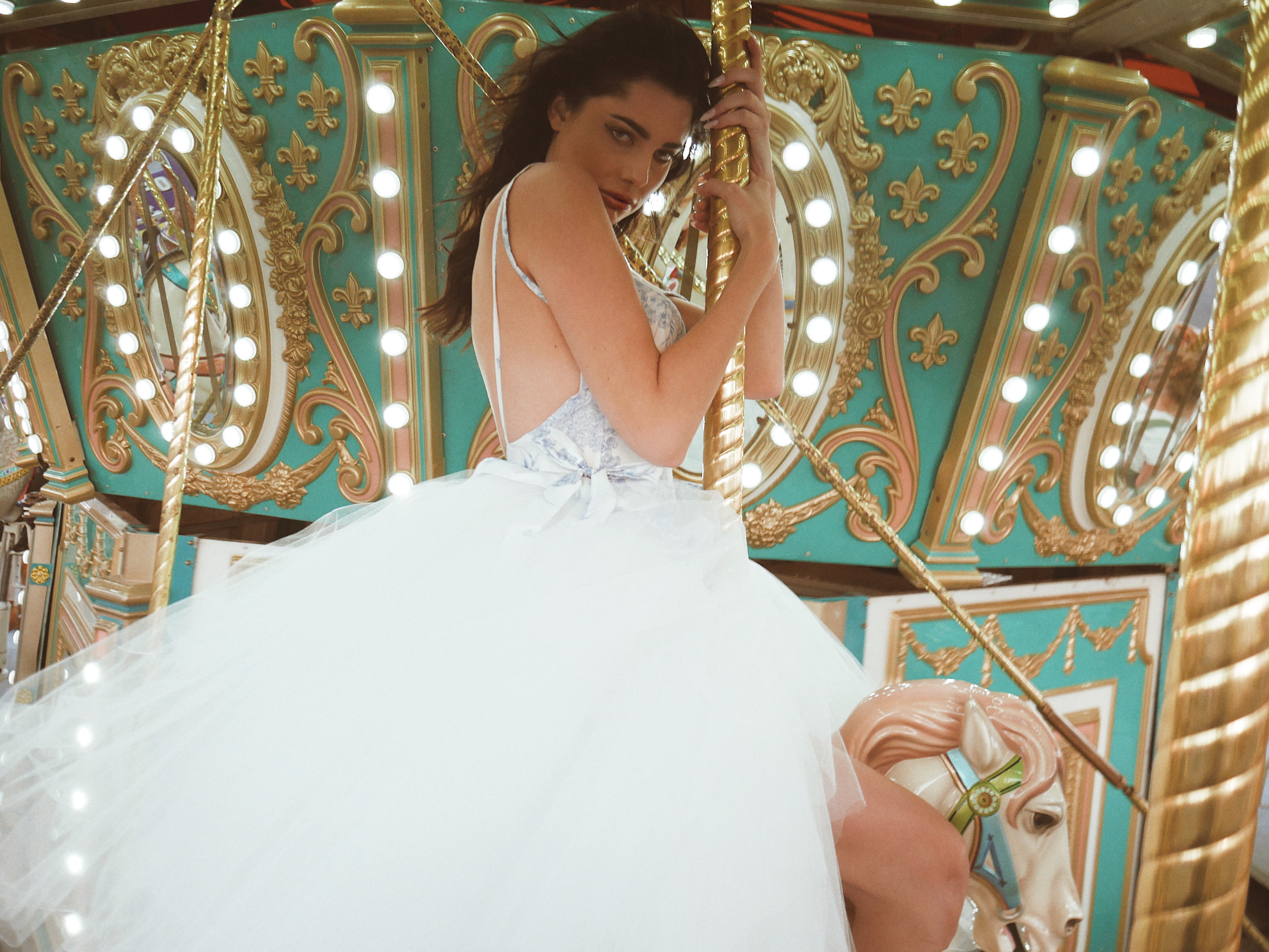 Lauren Elaine Provencia Whimsical  Boho Chic Blue Toile Wedding Dress 