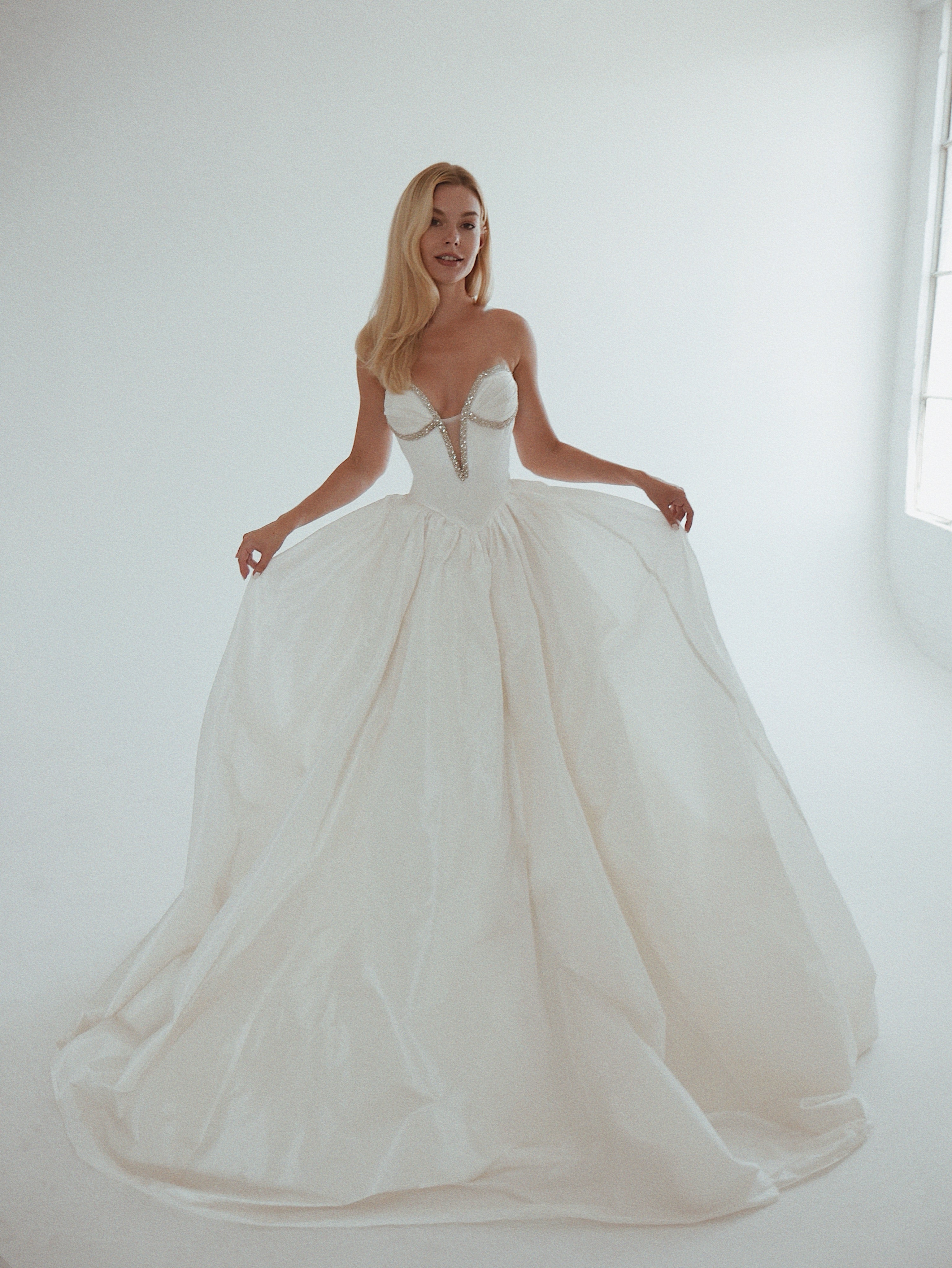 Timeless basque waist corset wedding dress