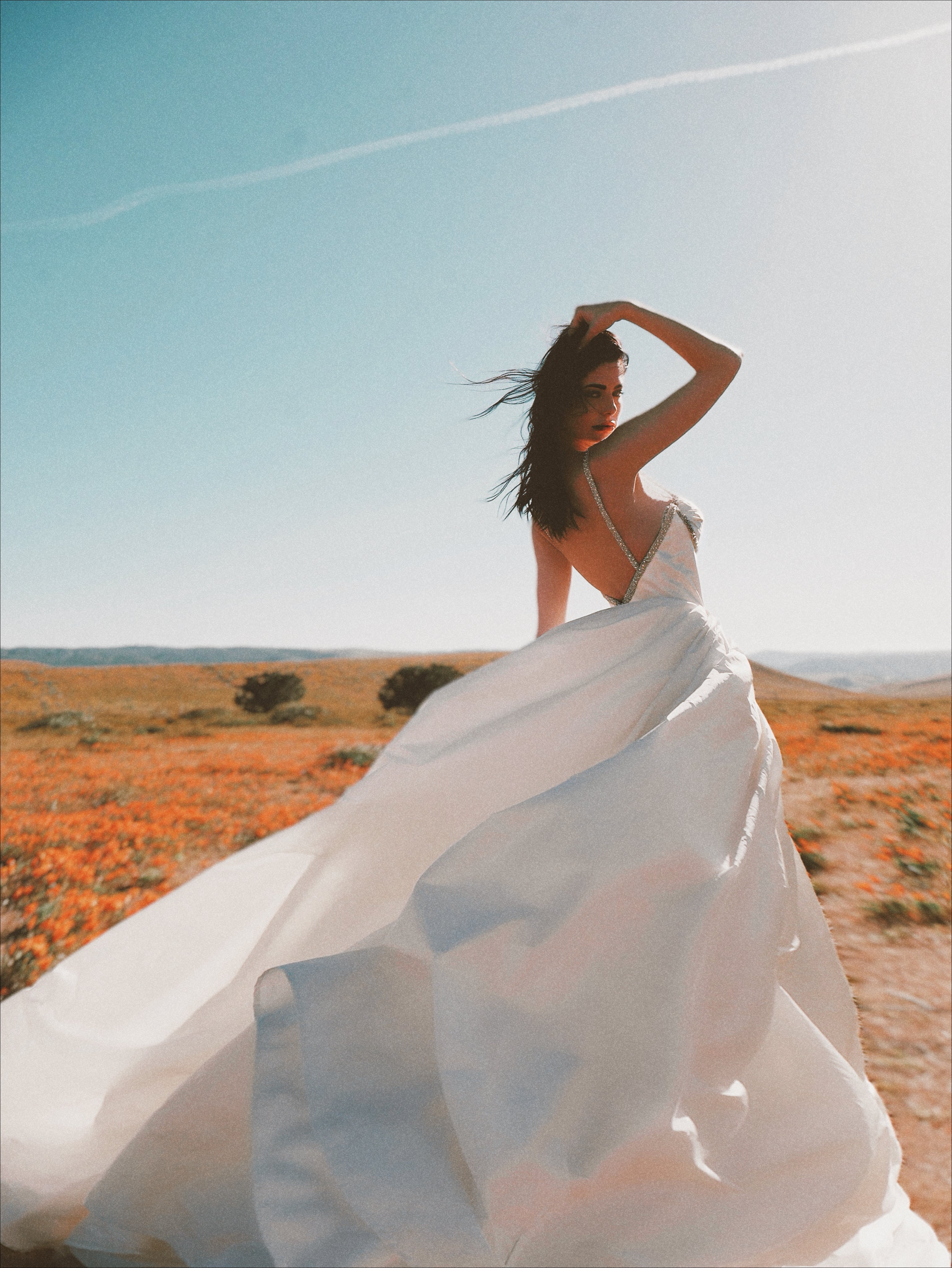 Backless silk taffeta corset ball gown wedding dress by Lauren Elaine Bridal Los Angeles
