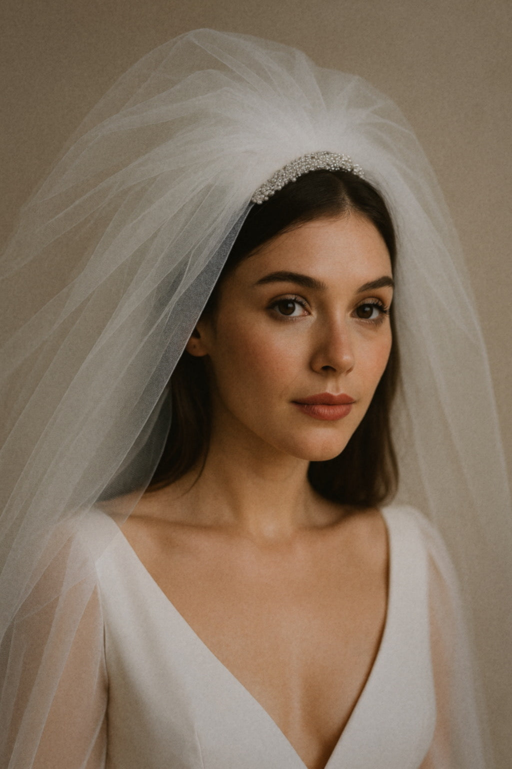 Crystal Comb Tulle Veil