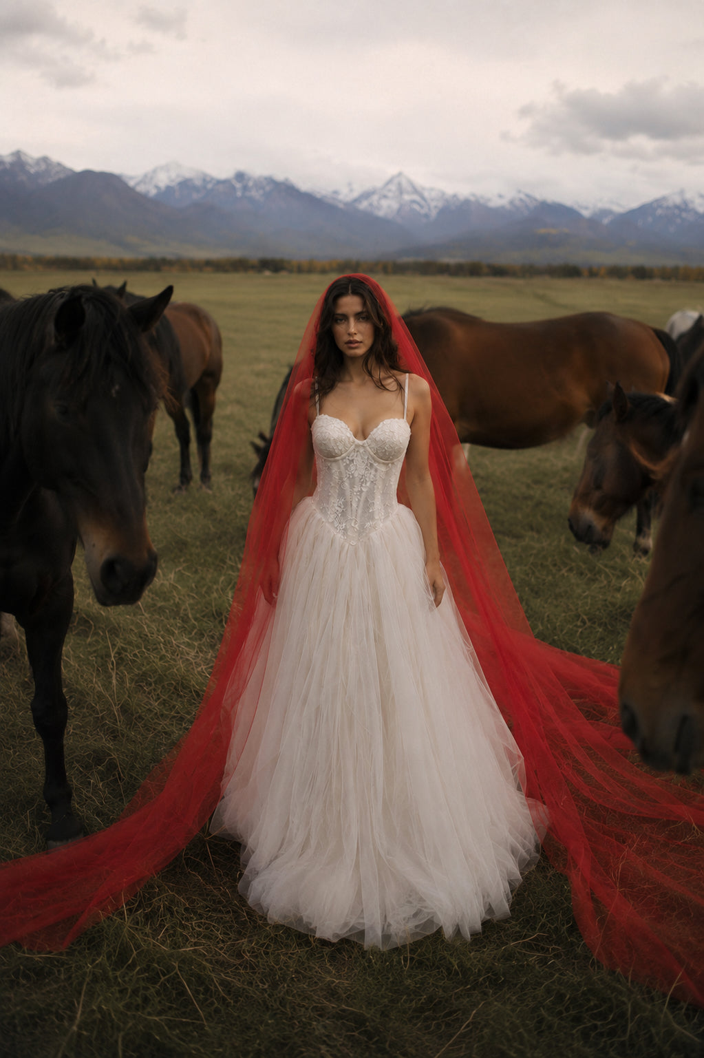 Romantic couture wedding dress by Lauren Elaine Bridal featuring a dramatic full skirt and handcrafted construction.